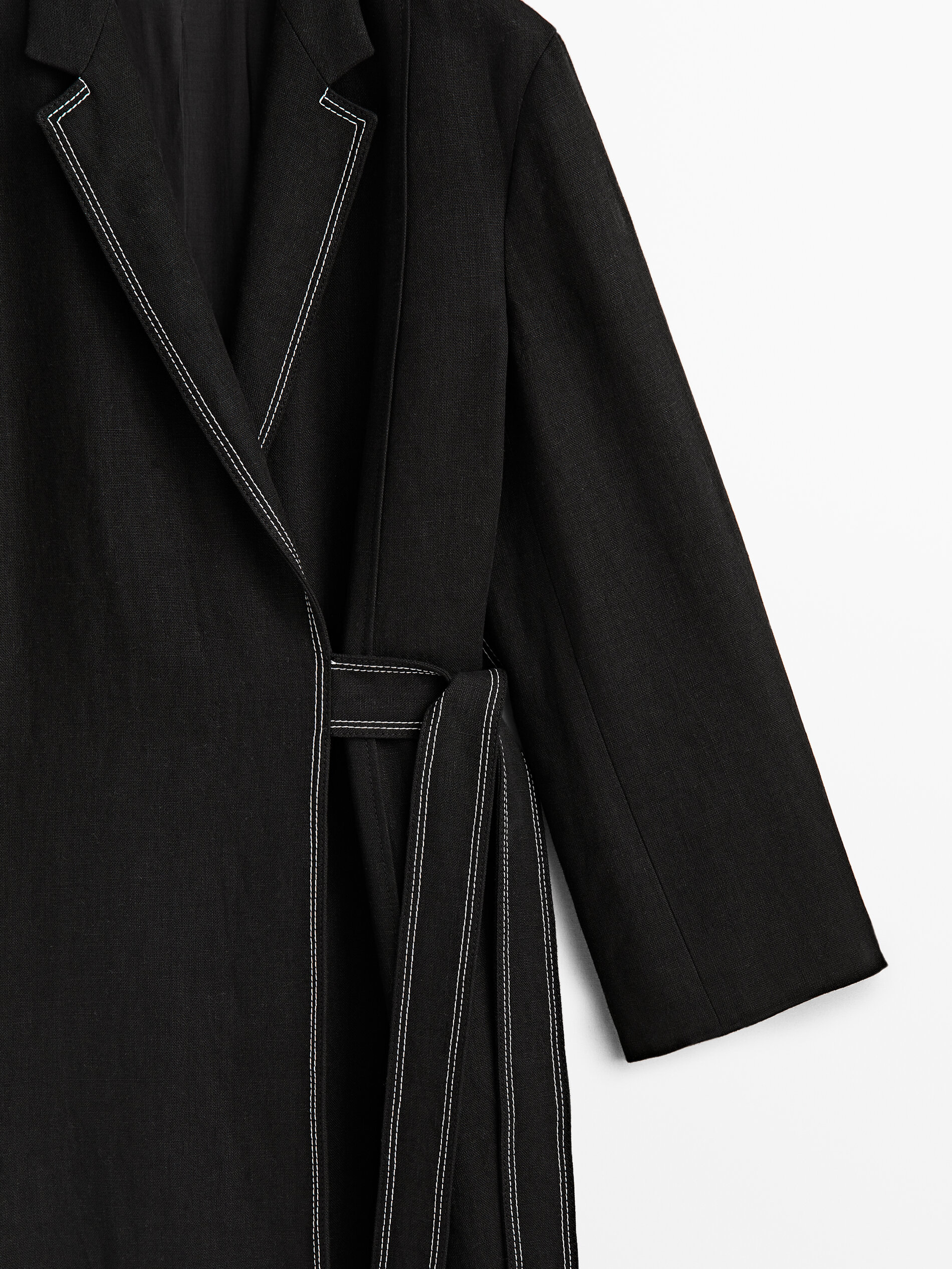 Abrigo cruzado lino Limited edition - NEGRO