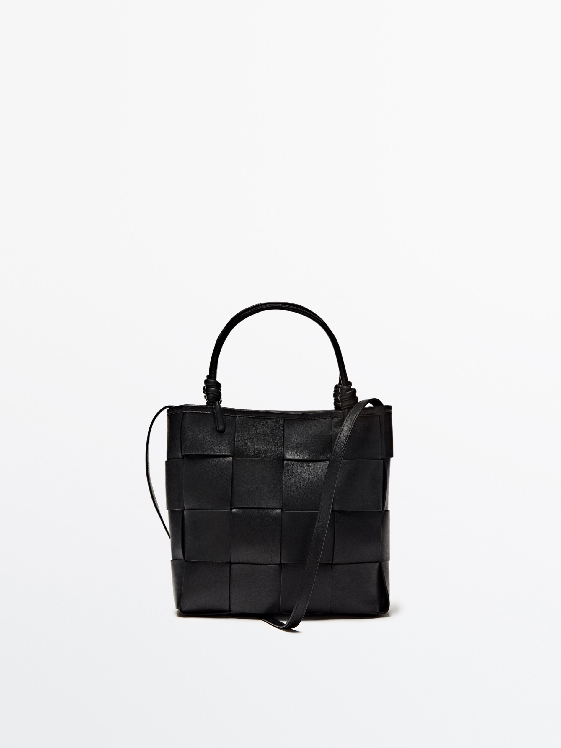 Bolso tote piel napa trenzado - NEGRO