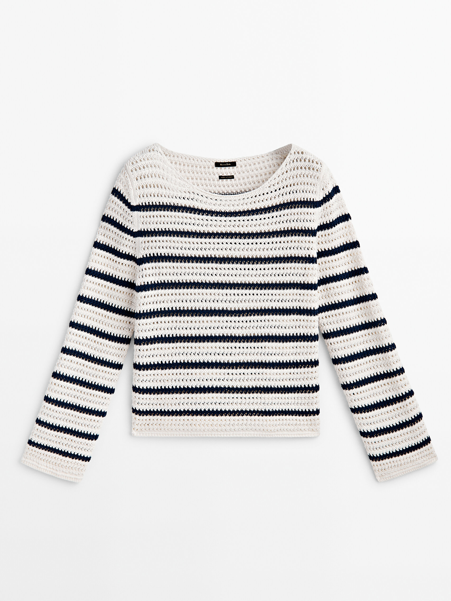 Jersey punto crochet rayas - CRUDO