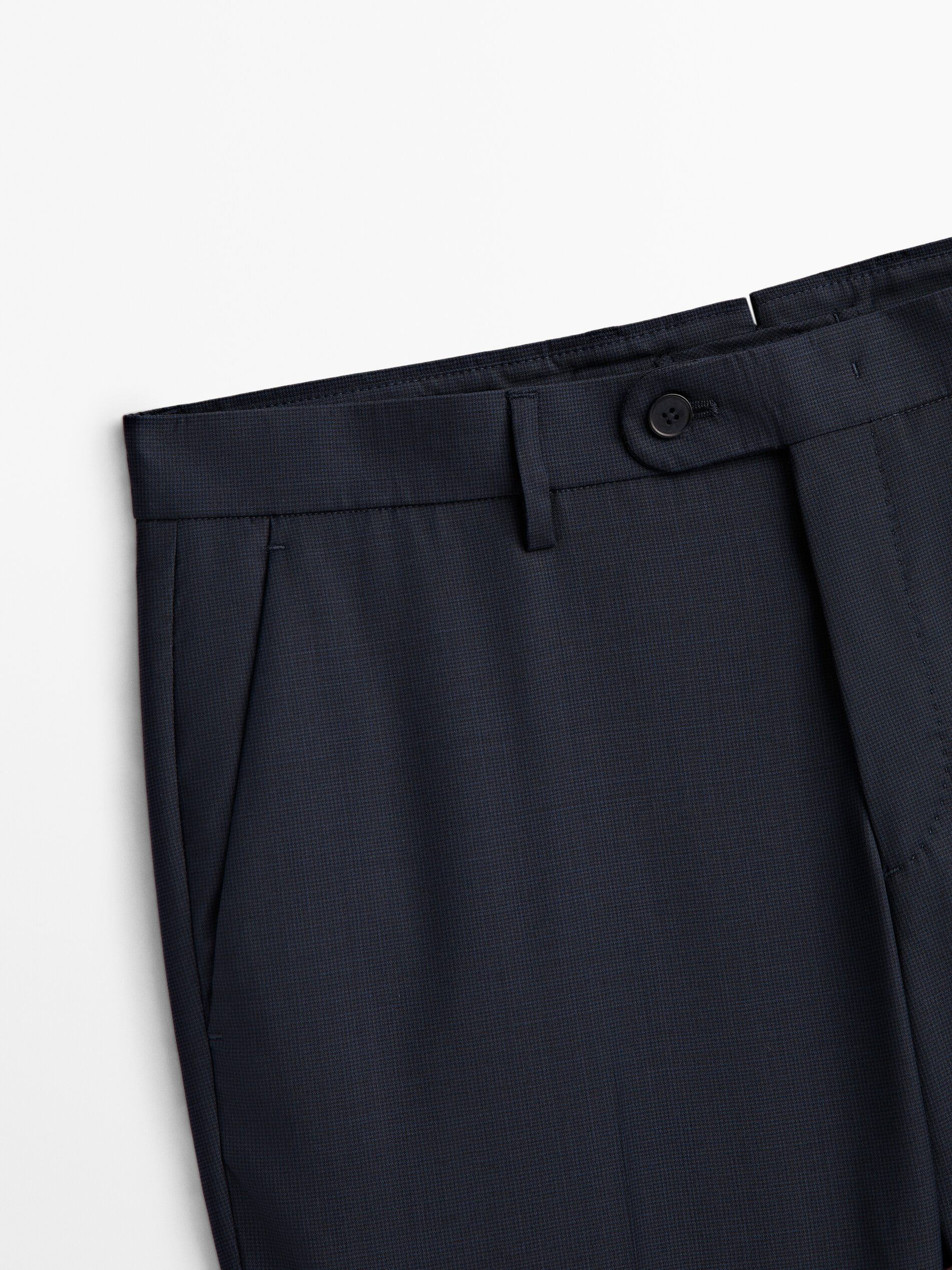 Pantalón traje pata de gallo 100% lana - AZUL MARINO