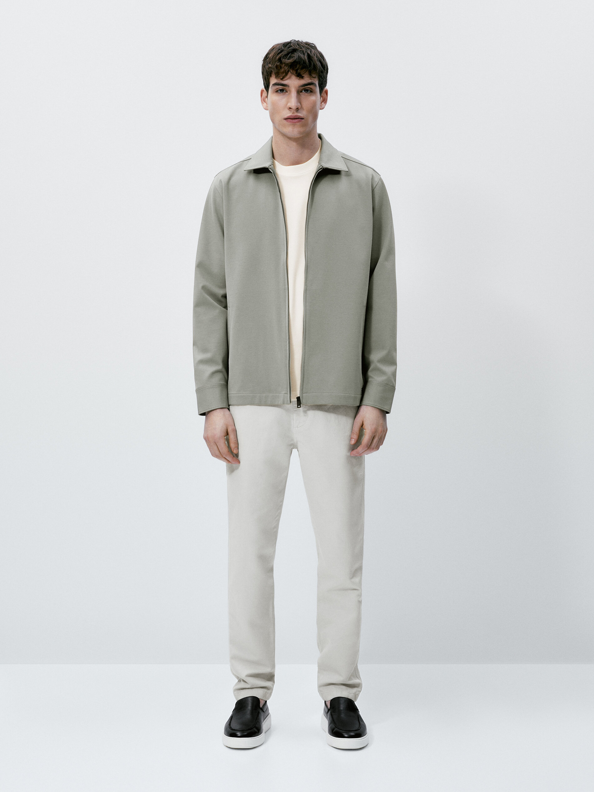 Chaqueta mezcla algodón cremallera - VERDE AGUA