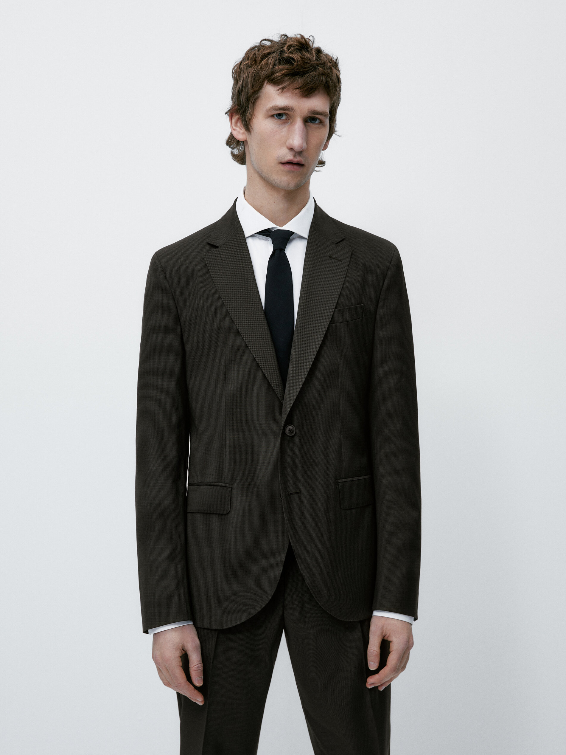 Americana traje lana super 120's pata de gallo - ACEITE