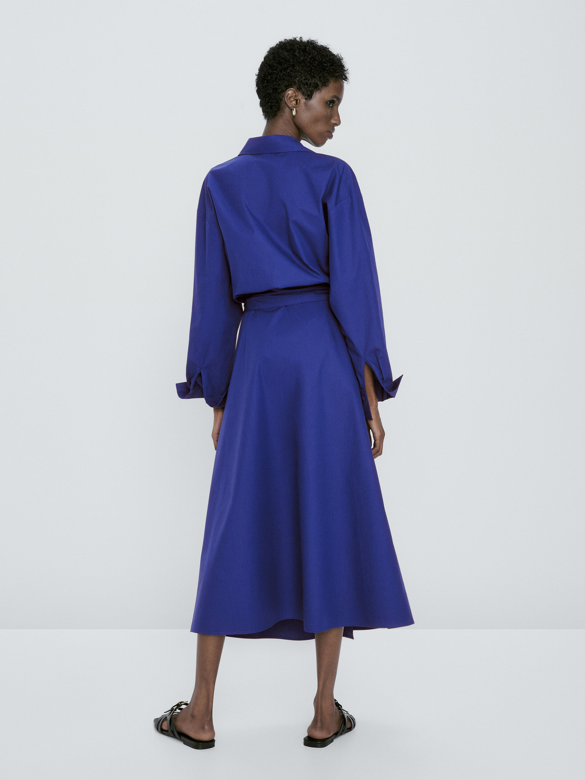 Vestido popelín cruzado lazada - AZUL ELÉCTRICO