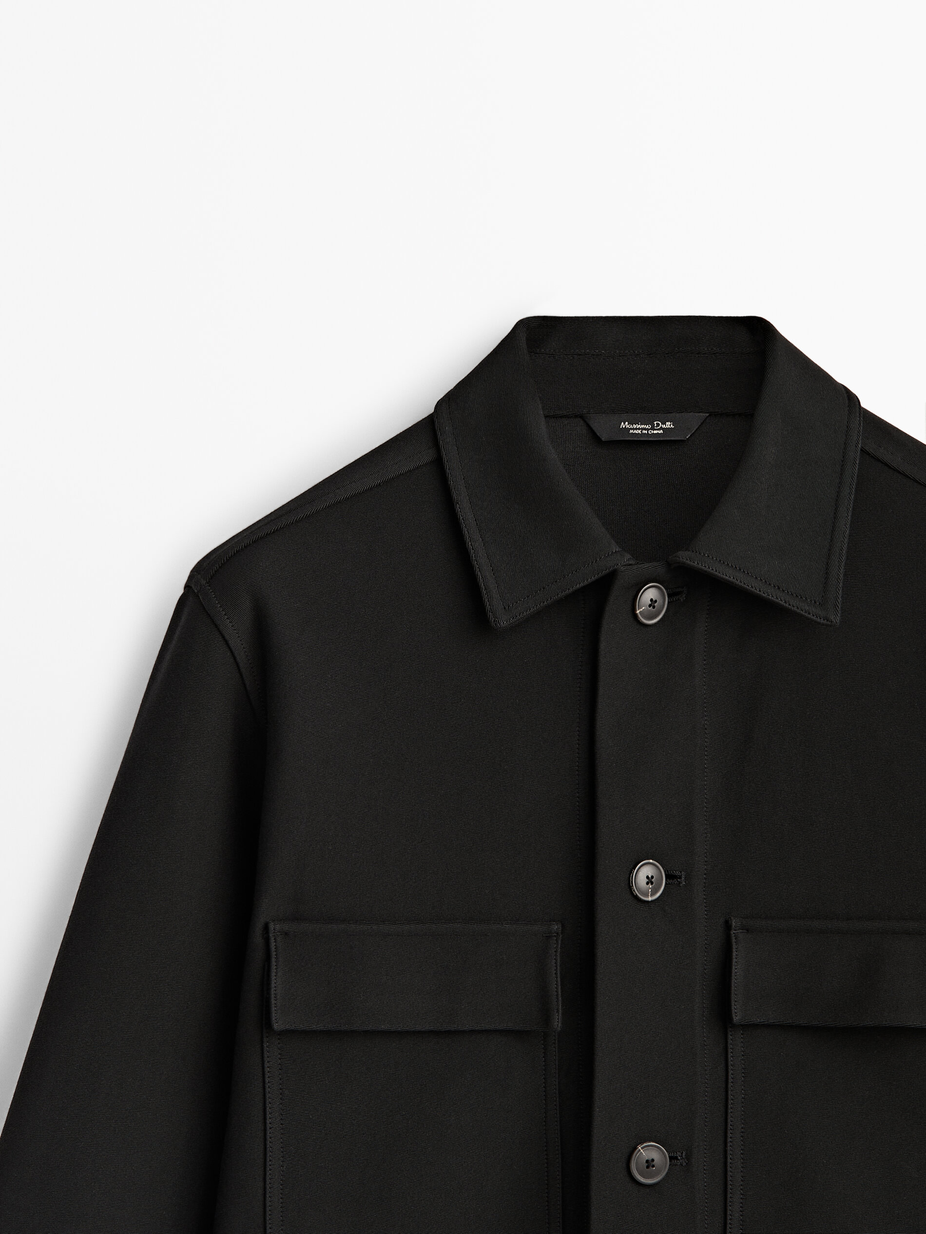 Sobrecamisa sarga algodón bolsillos - NEGRO