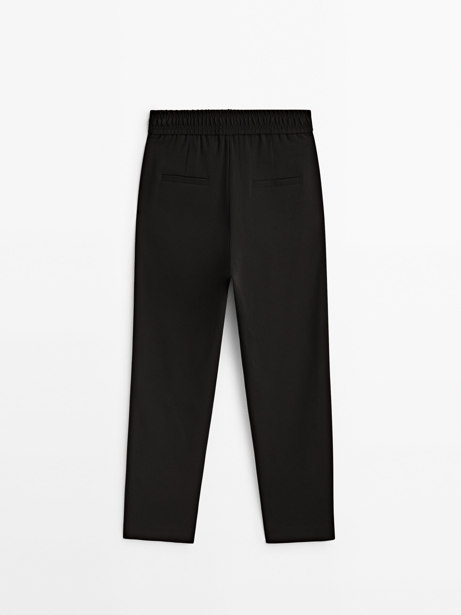 Pantalón crepe recto - NEGRO