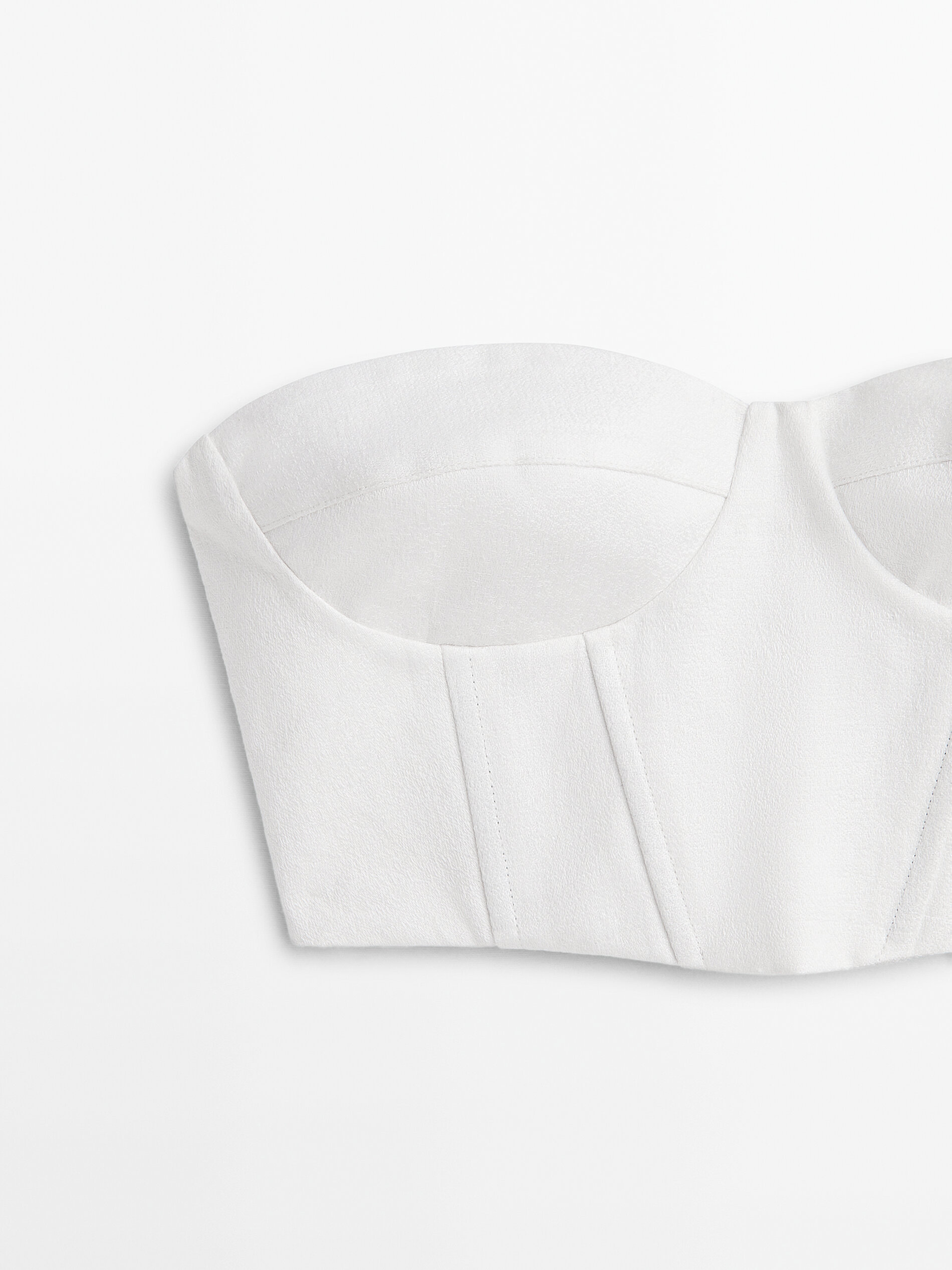 Top bustier lino jacquard -Studio - BLANCO