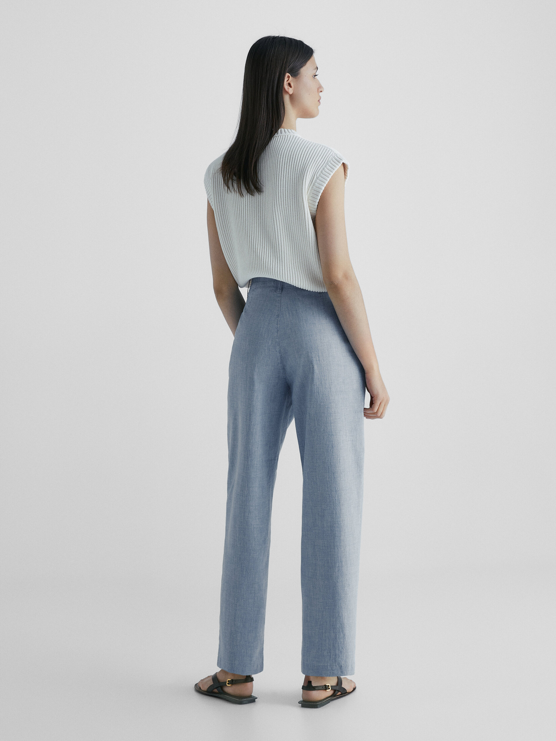 Pantalón denim fluido ancho - Azul Claro