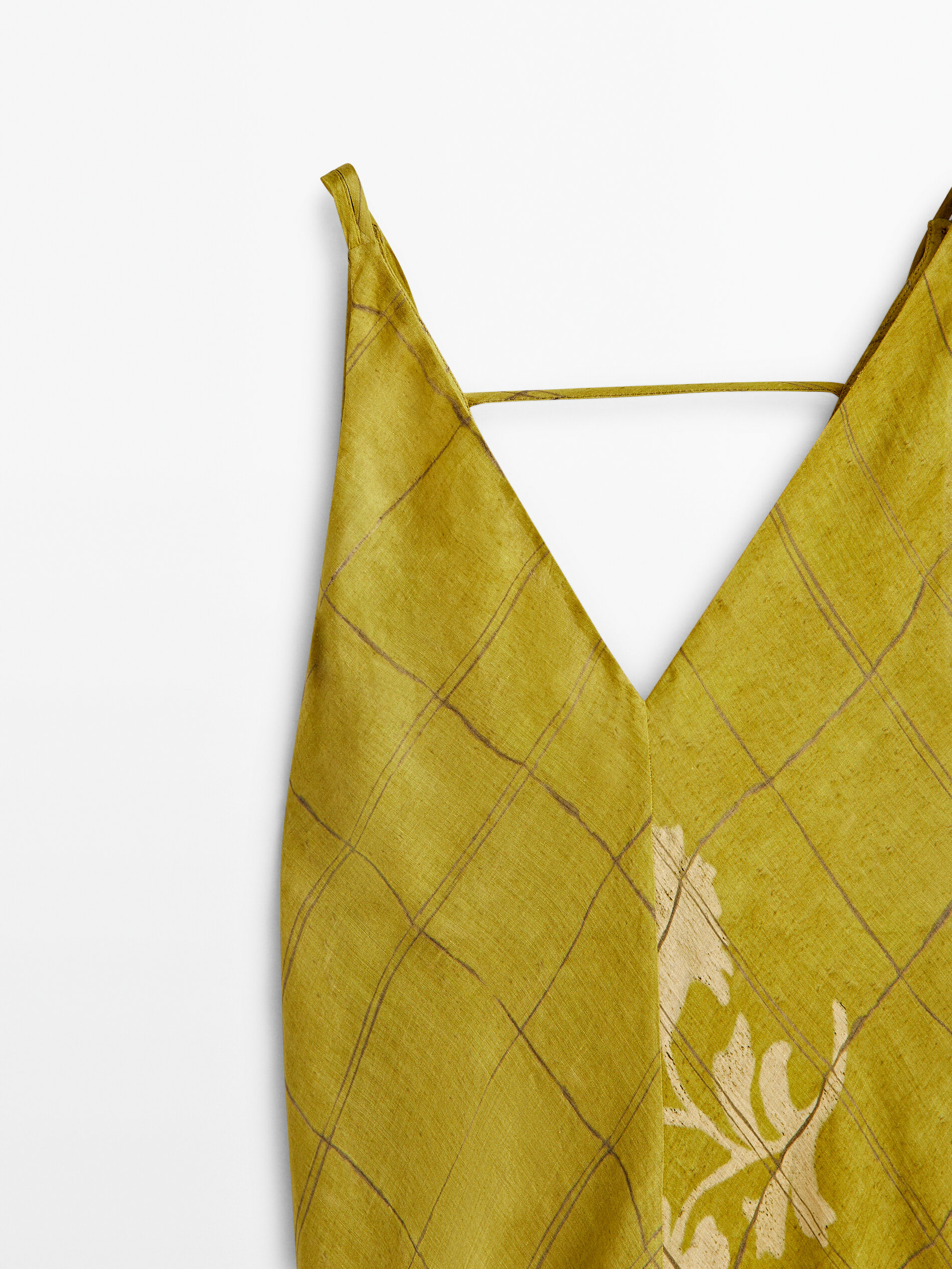 Vestido largo tirantes estampado cuadros - OLIVA