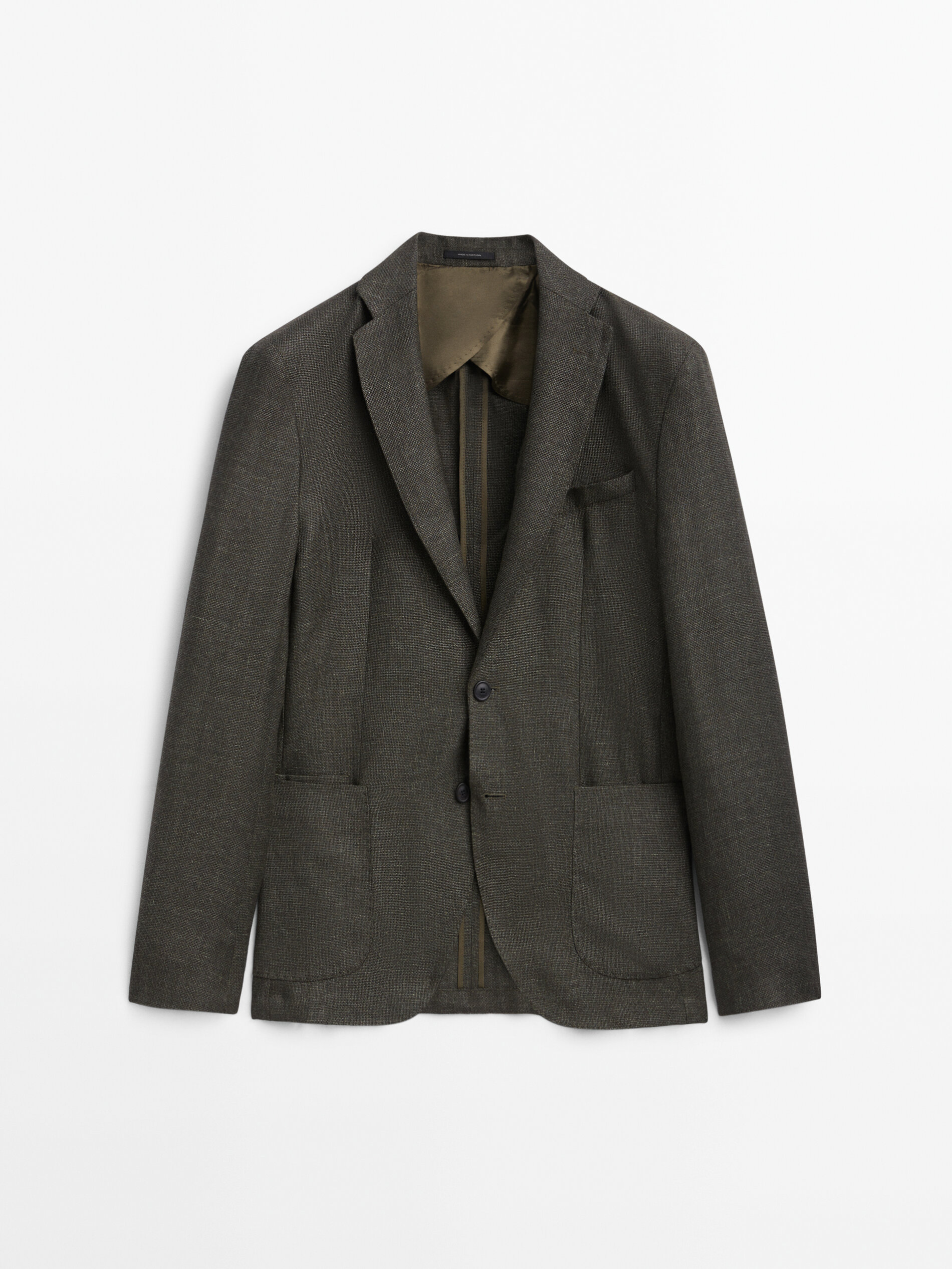 Americana estructura mezcla lana lino - VERDE