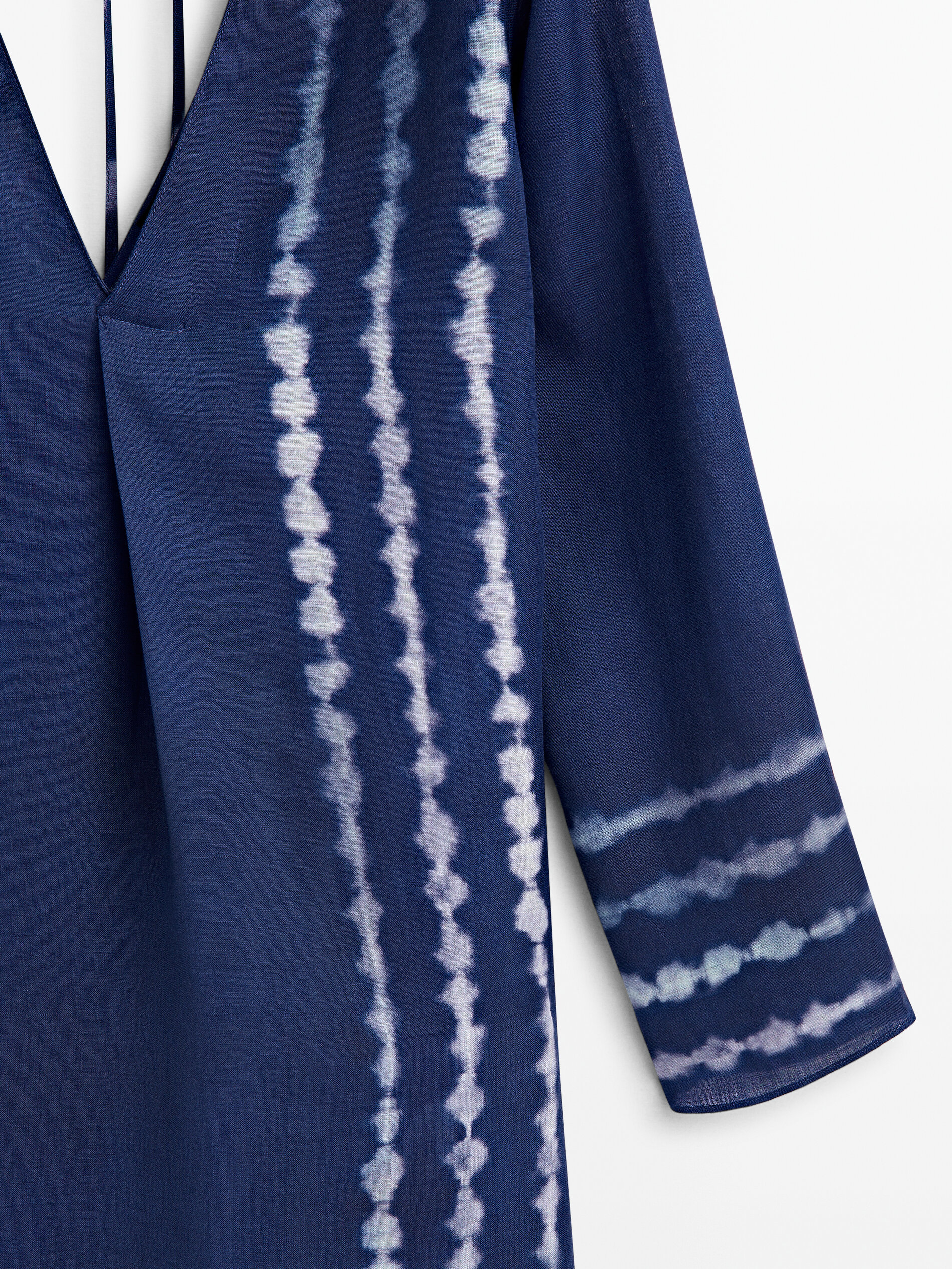 Kaftán 100% lino tie dye azul - Azul Claro