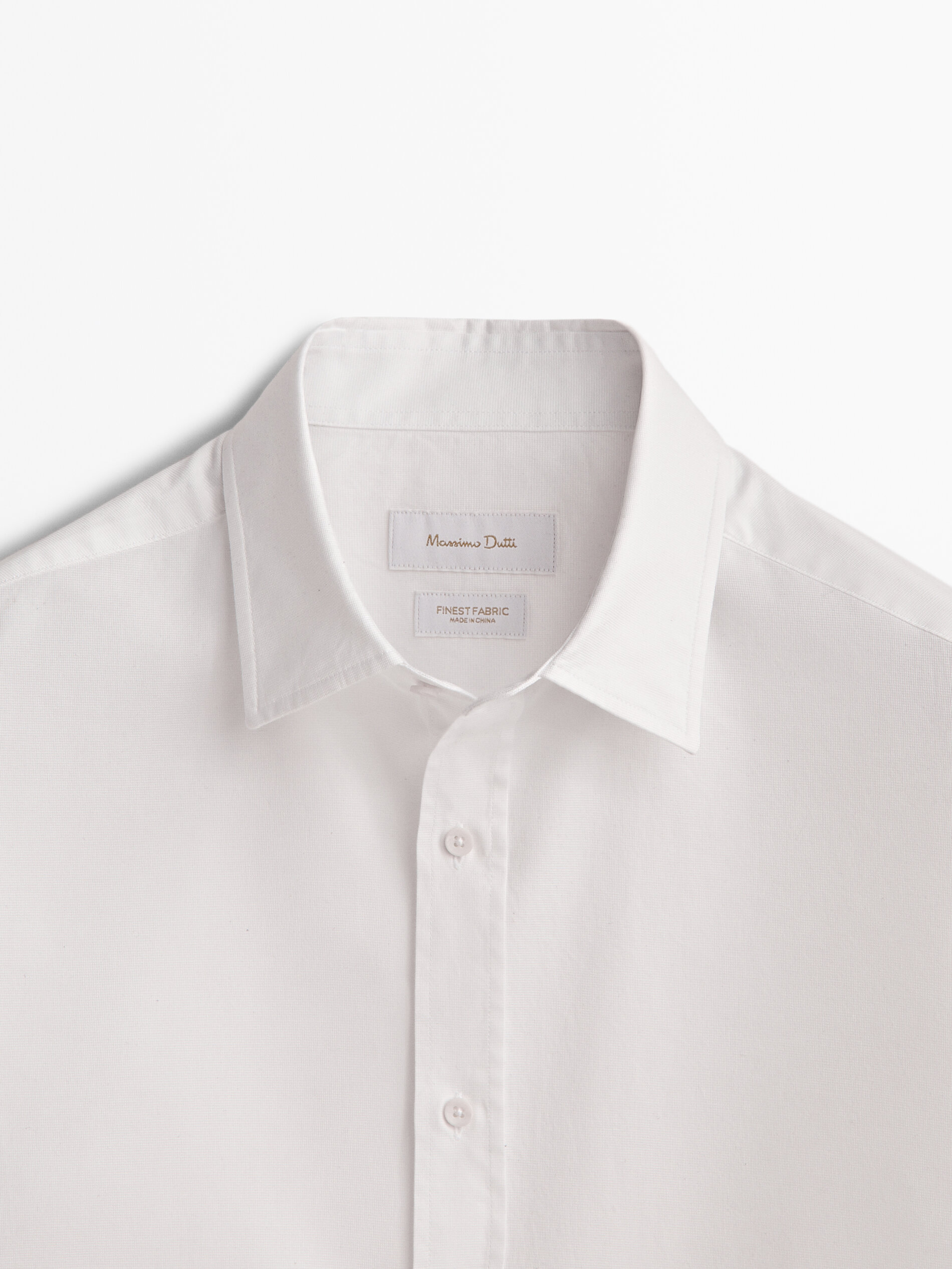 Camisa micro estructura algodón regular fit - BLANCO