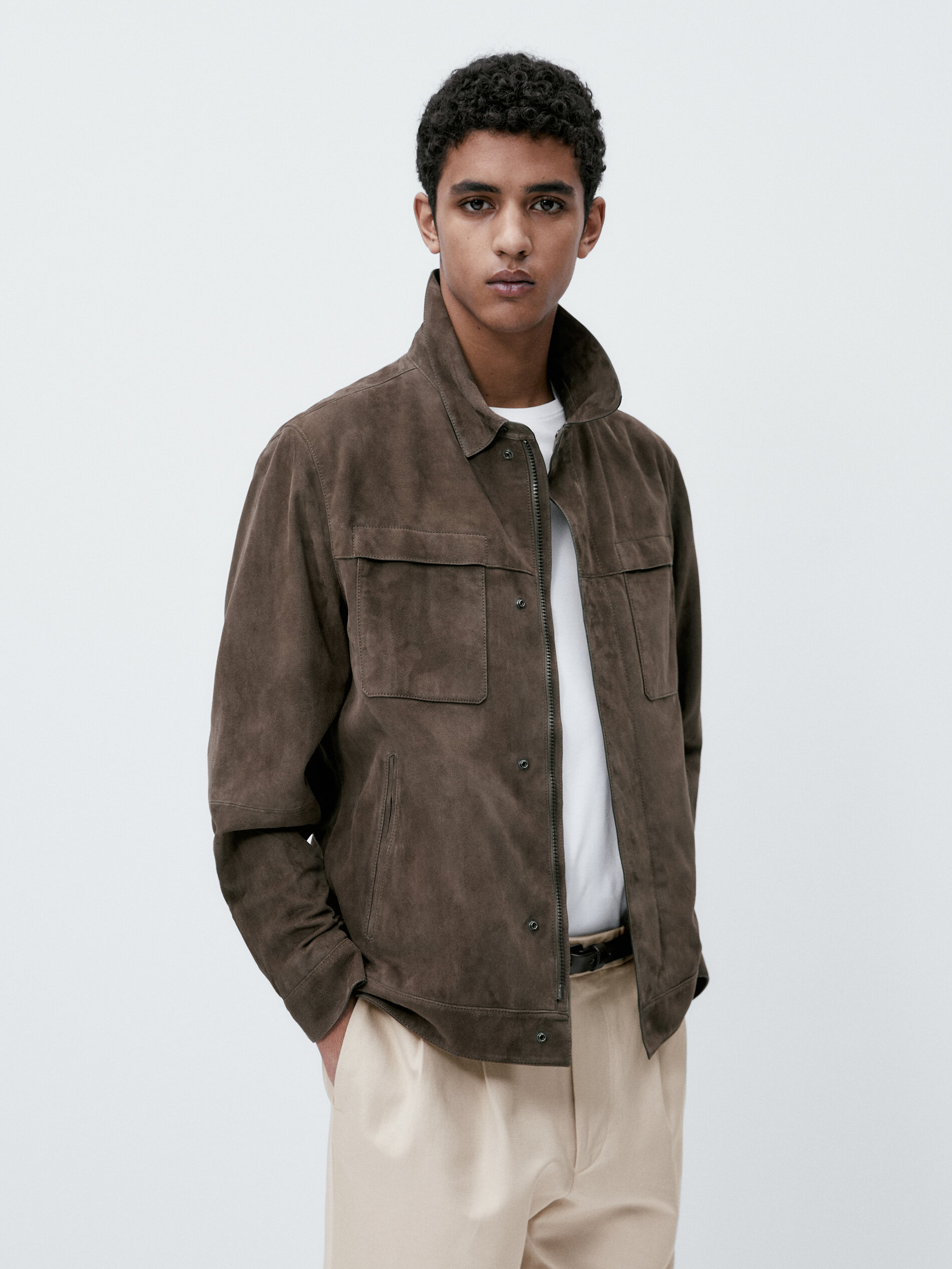 Chaqueta trucker piel ante - ANTRACITA