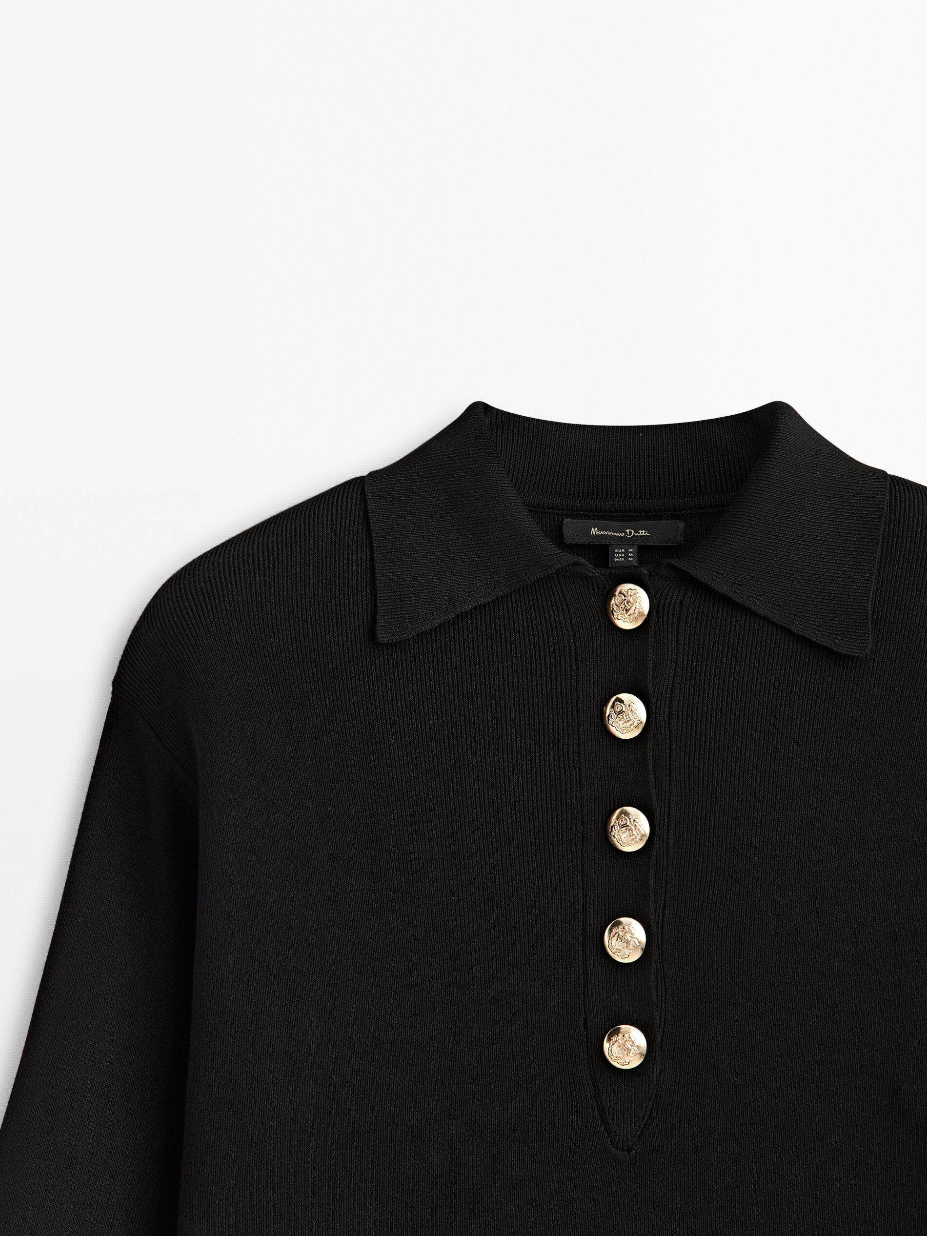 Jersey polo botones con hombreras - NEGRO