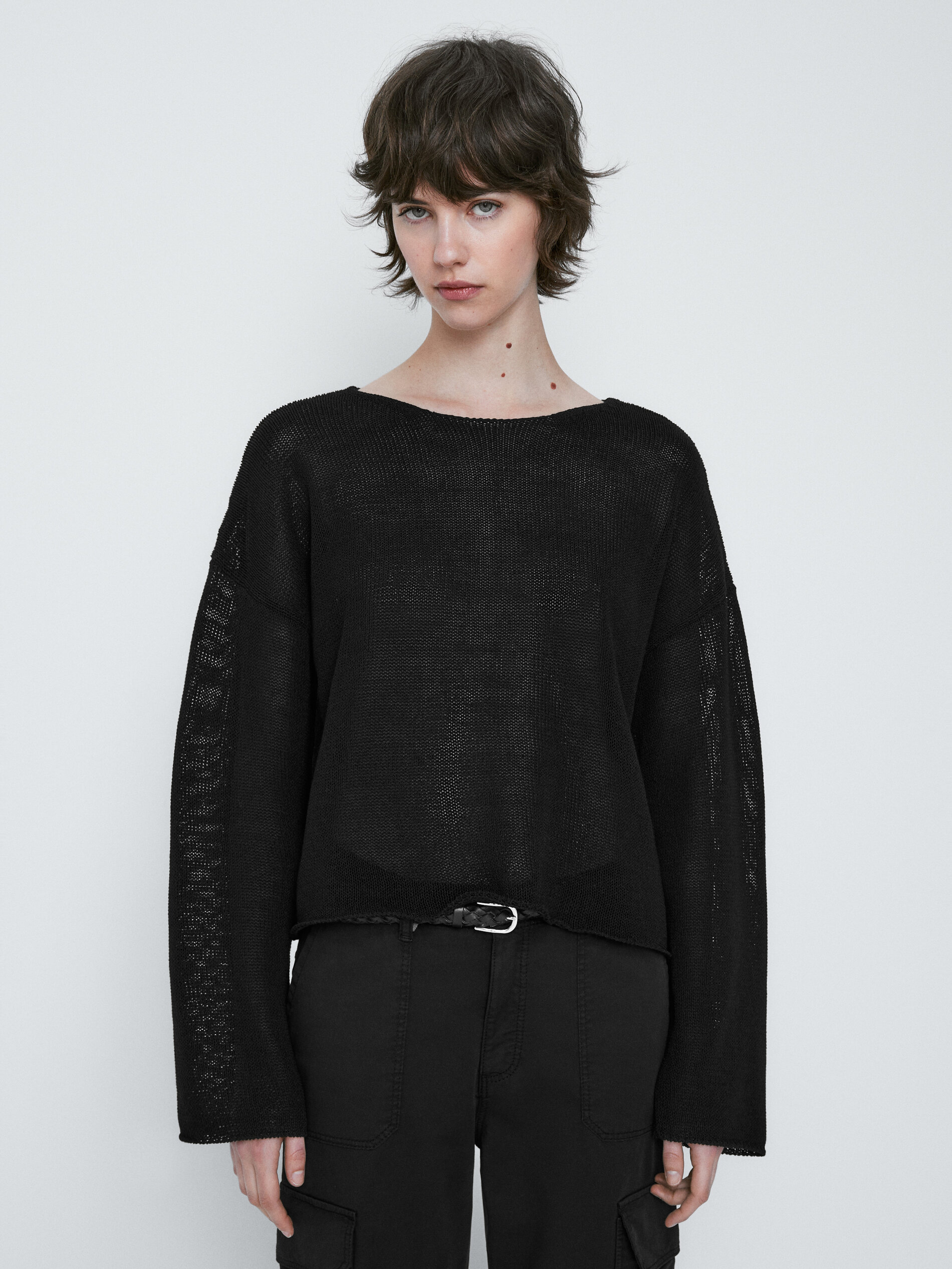 Jersey punto cropped - NEGRO