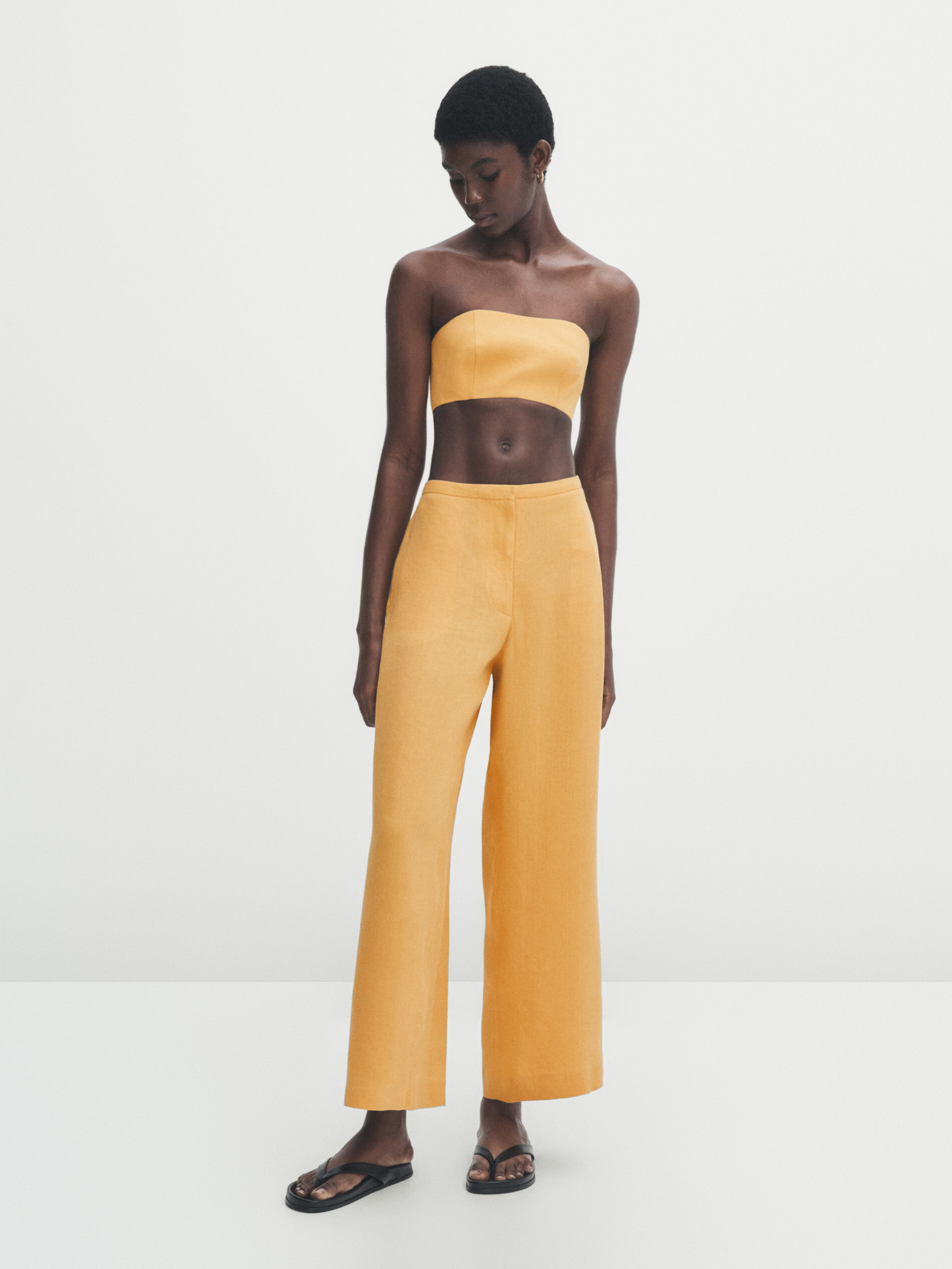 Pantalón traje cropped - AMARILLO MOSTAZA
