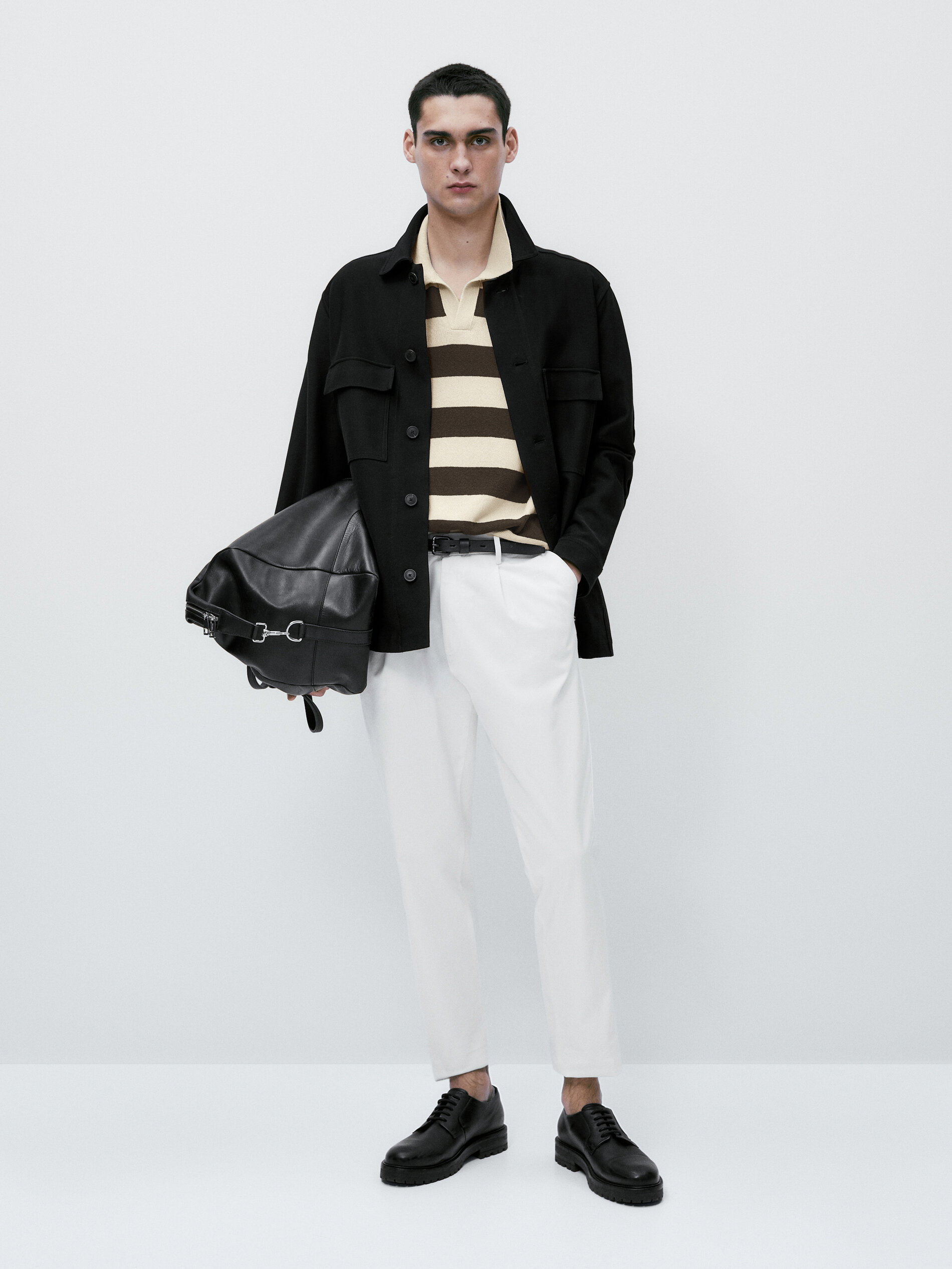 Jersey polo rayas manga corta - GRIS ANTRACITA