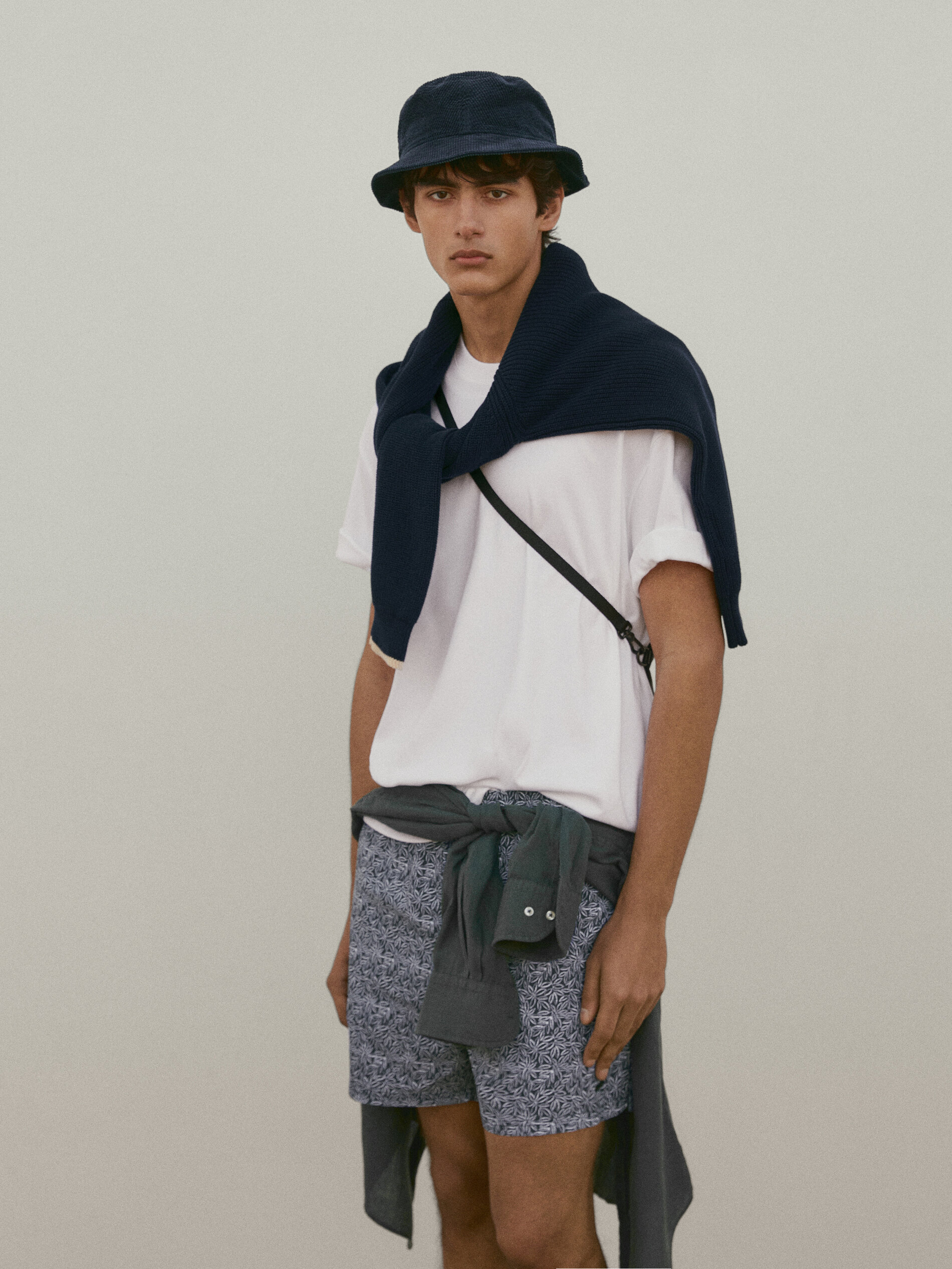 Bañador estampado hojas - AZUL MARINO