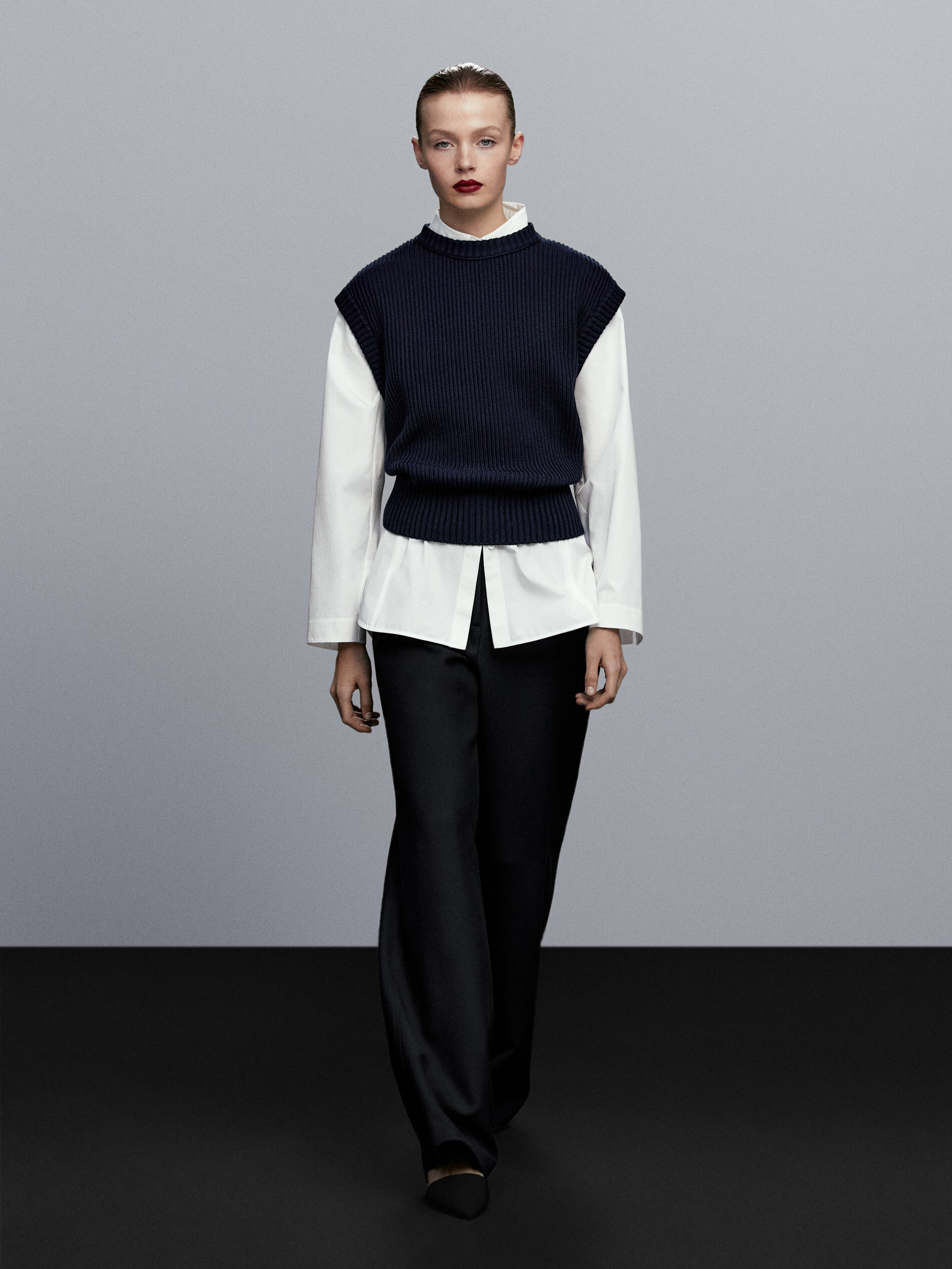 Zapato tacón piel destalonado - NEGRO