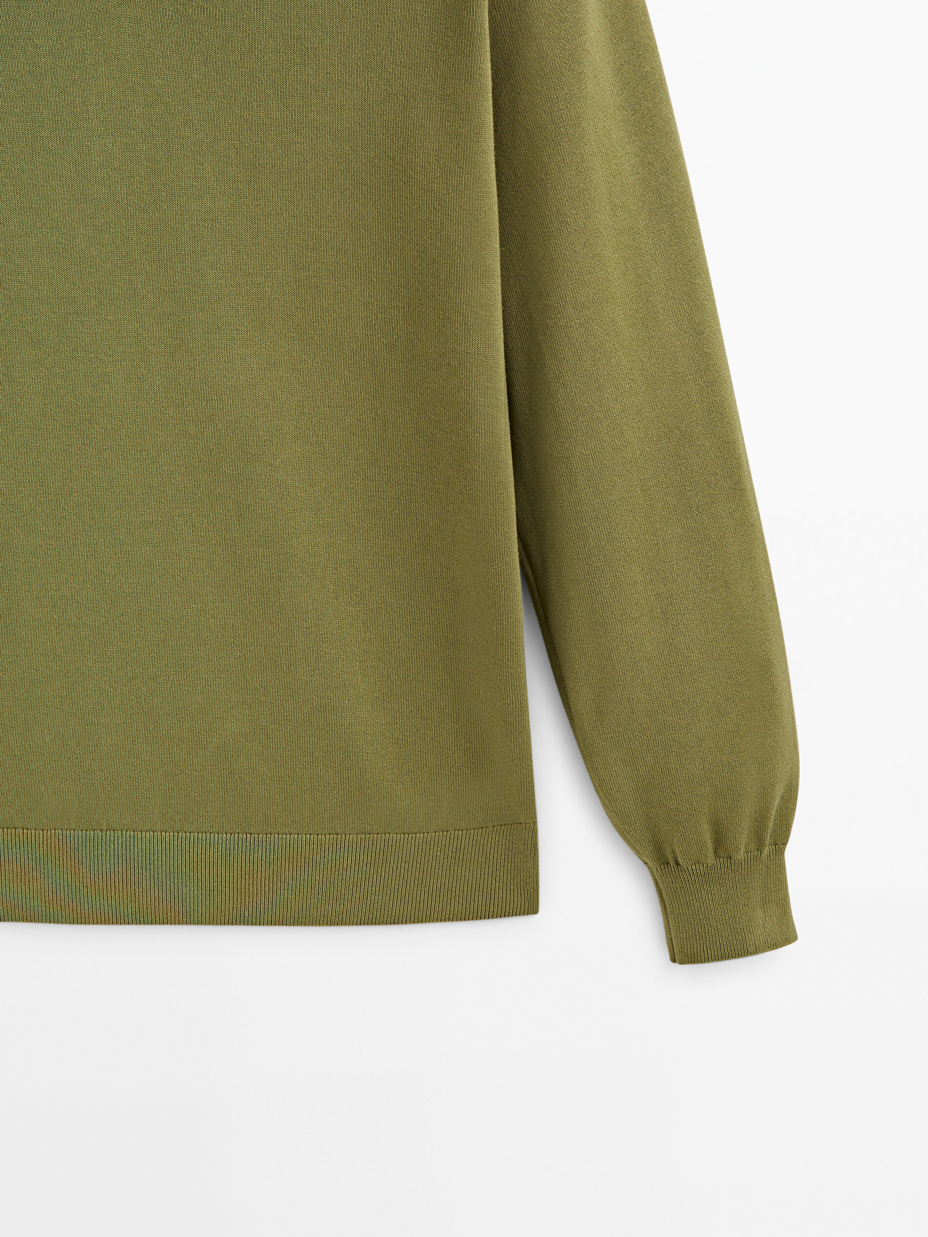 Jersey cuello pico algodón - Kaki