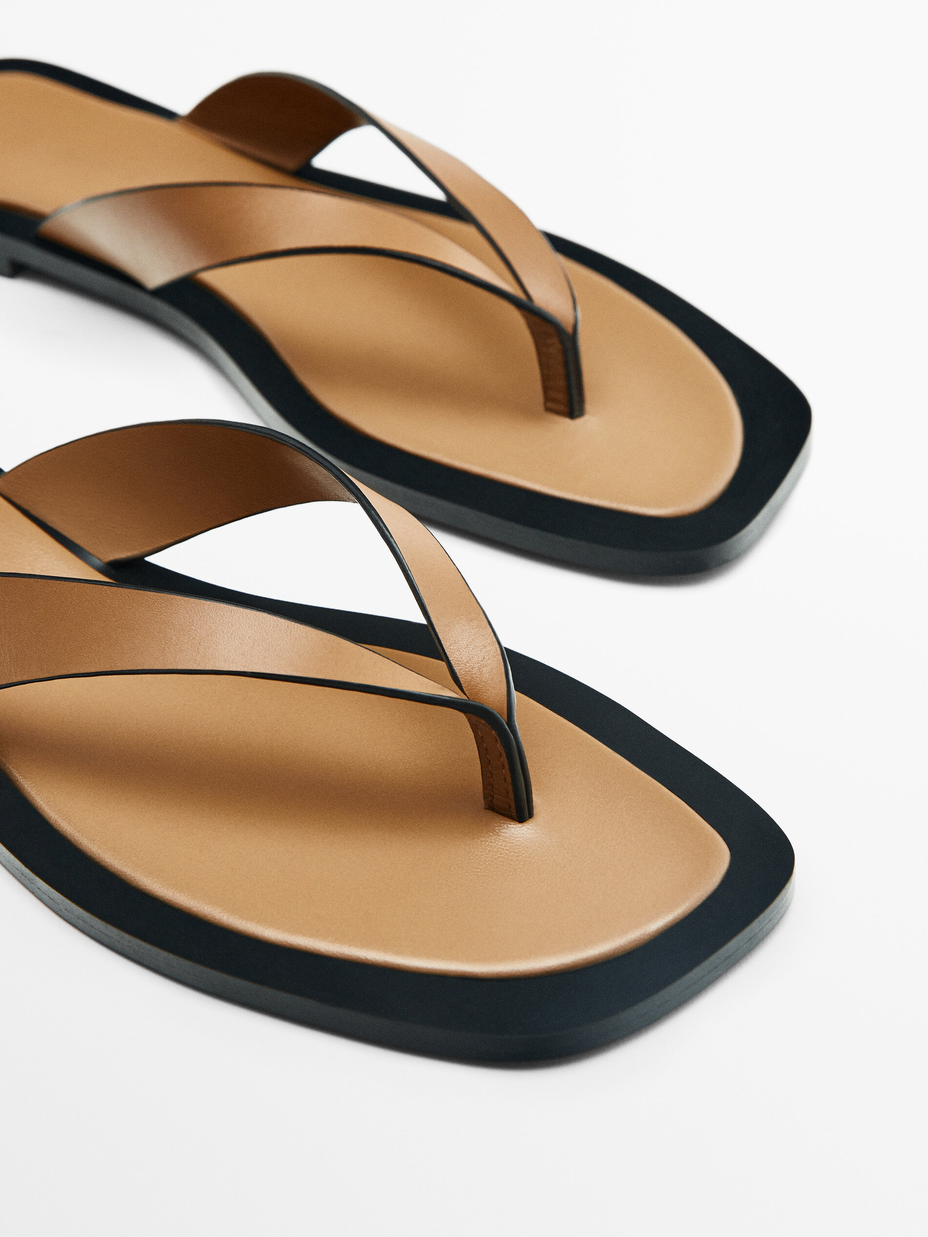 Sandalia piel tiras - CAMEL