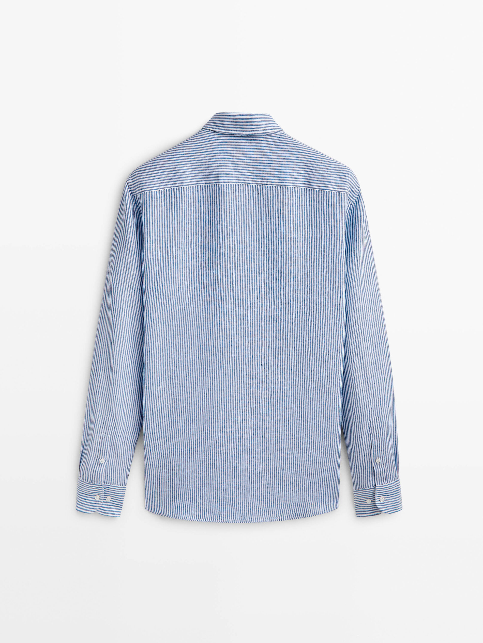 Camisa rayas doble tono lino slim fit - AZUL OSCURO