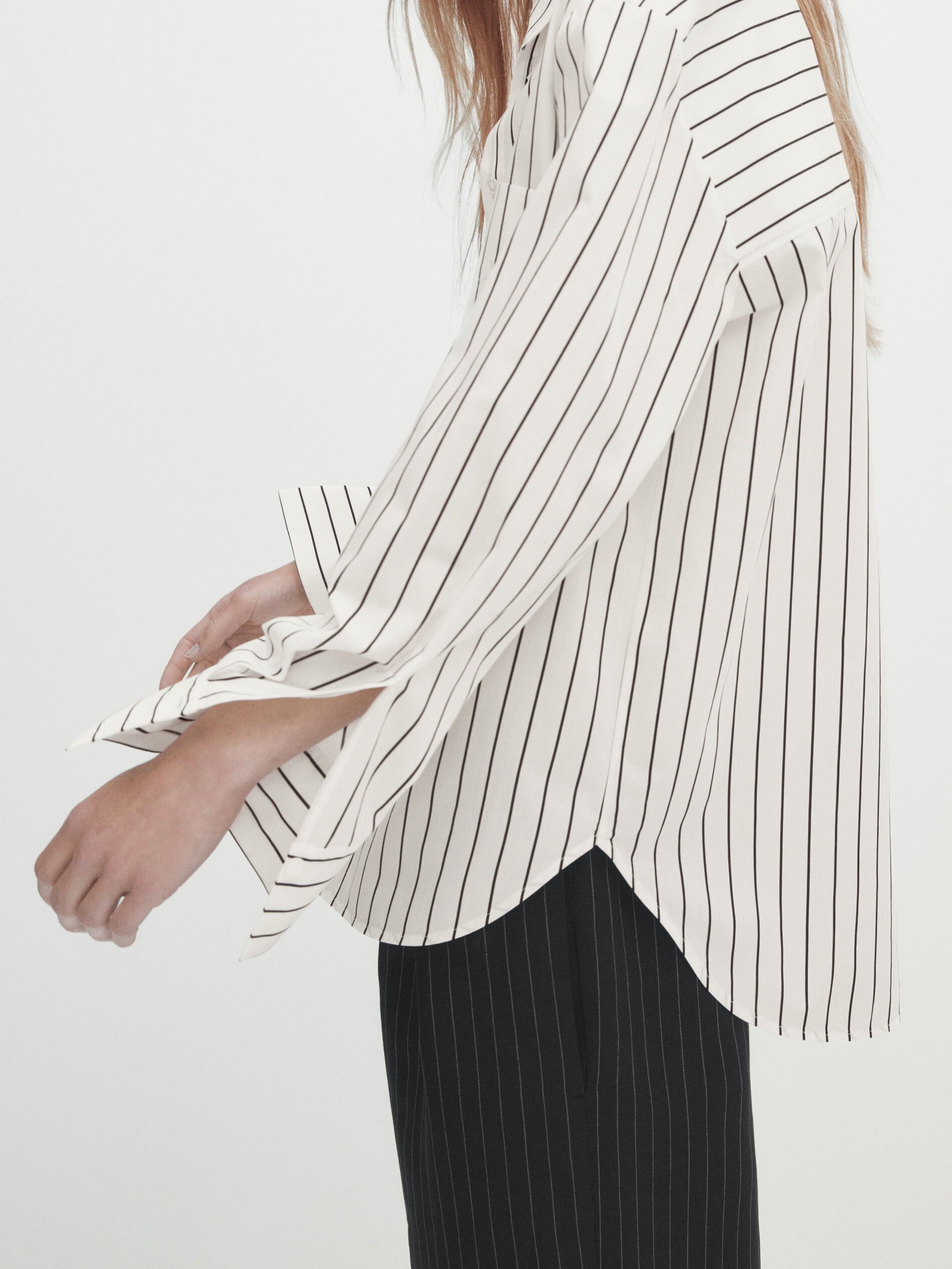 Camisa rayas algodón - BLANCO