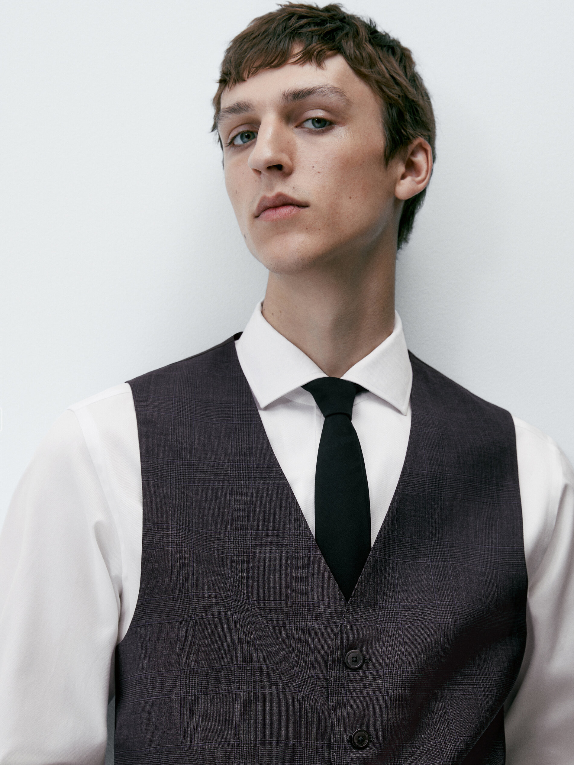 Chaleco traje lana super 120's cuadros - GRIS