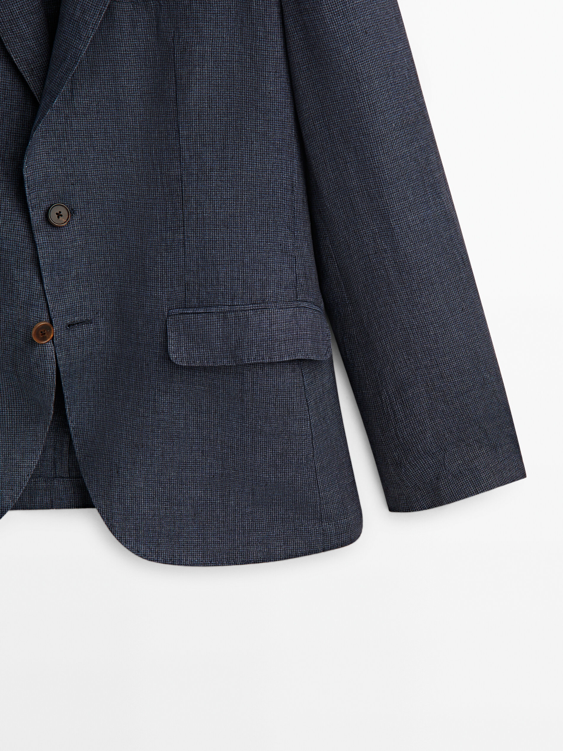 Americana traje lino lavado pata de gallo - AZUL