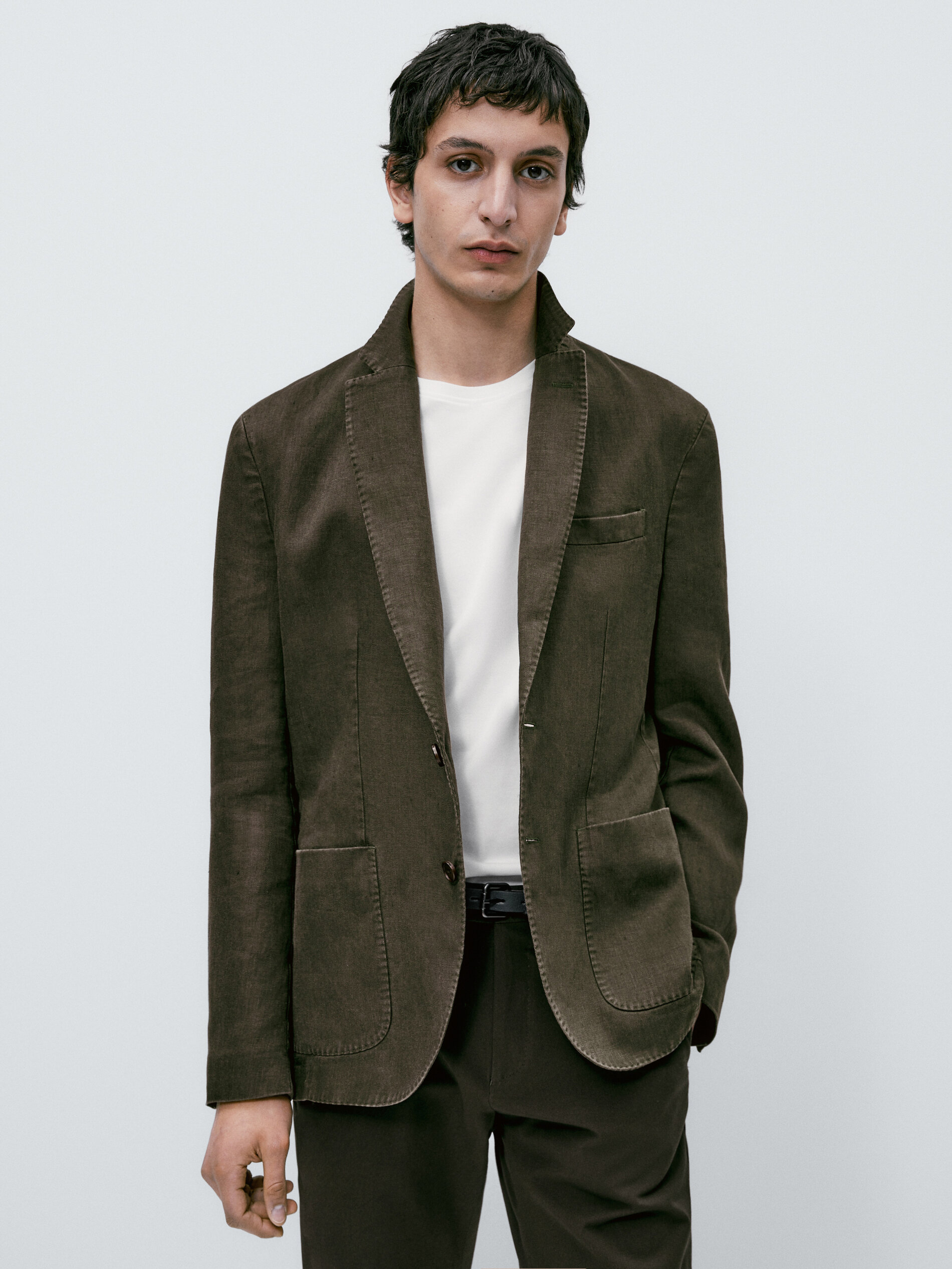 Americana lino tintada - KAKI