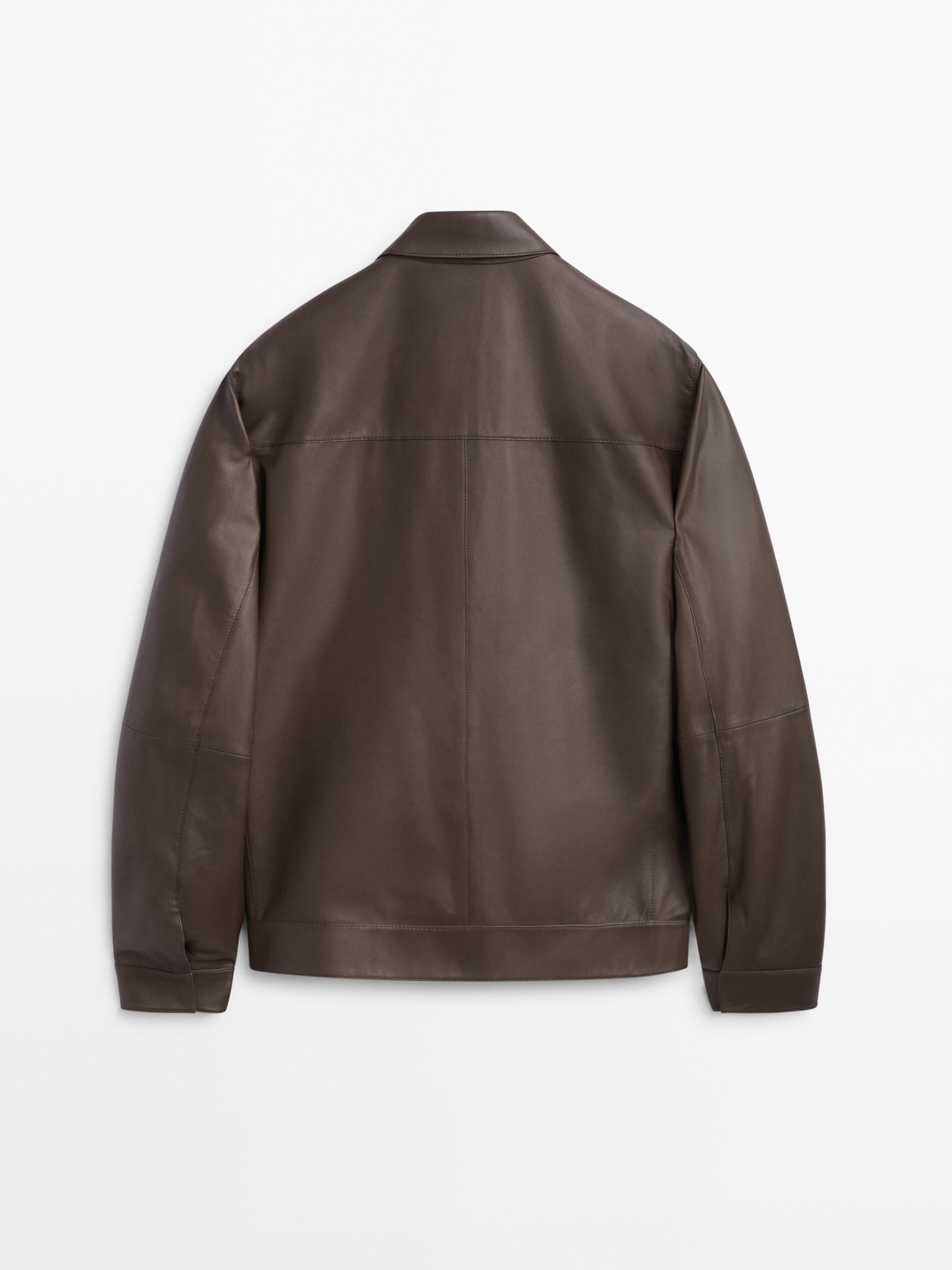 Chaqueta piel napa bolsillos marrón - MARRÓN