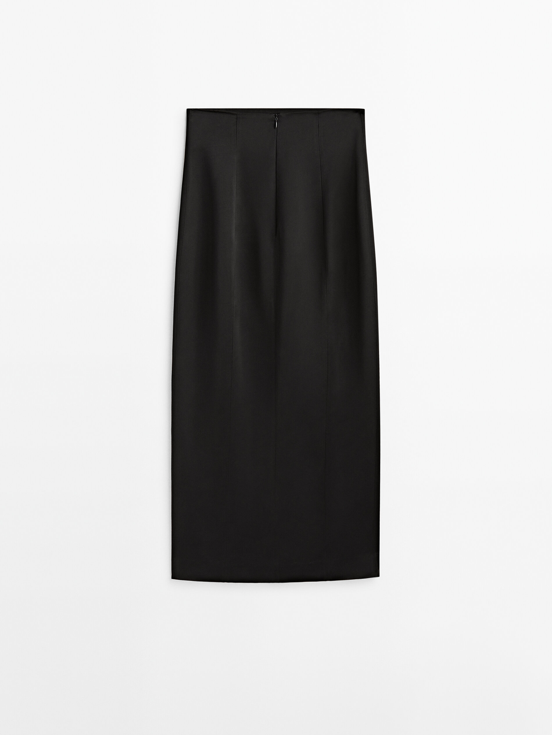 Falda tubo satinada -Studio - NEGRO
