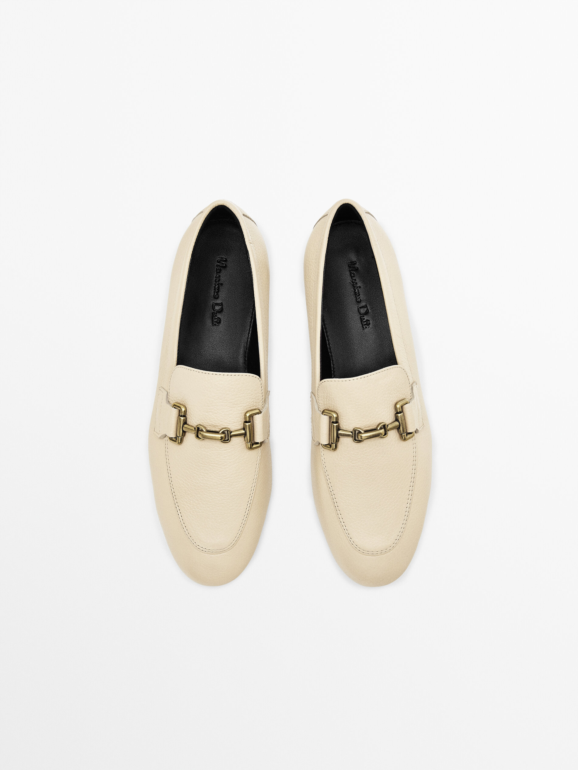 Mocasín piel hebilla metálica - CRUDO