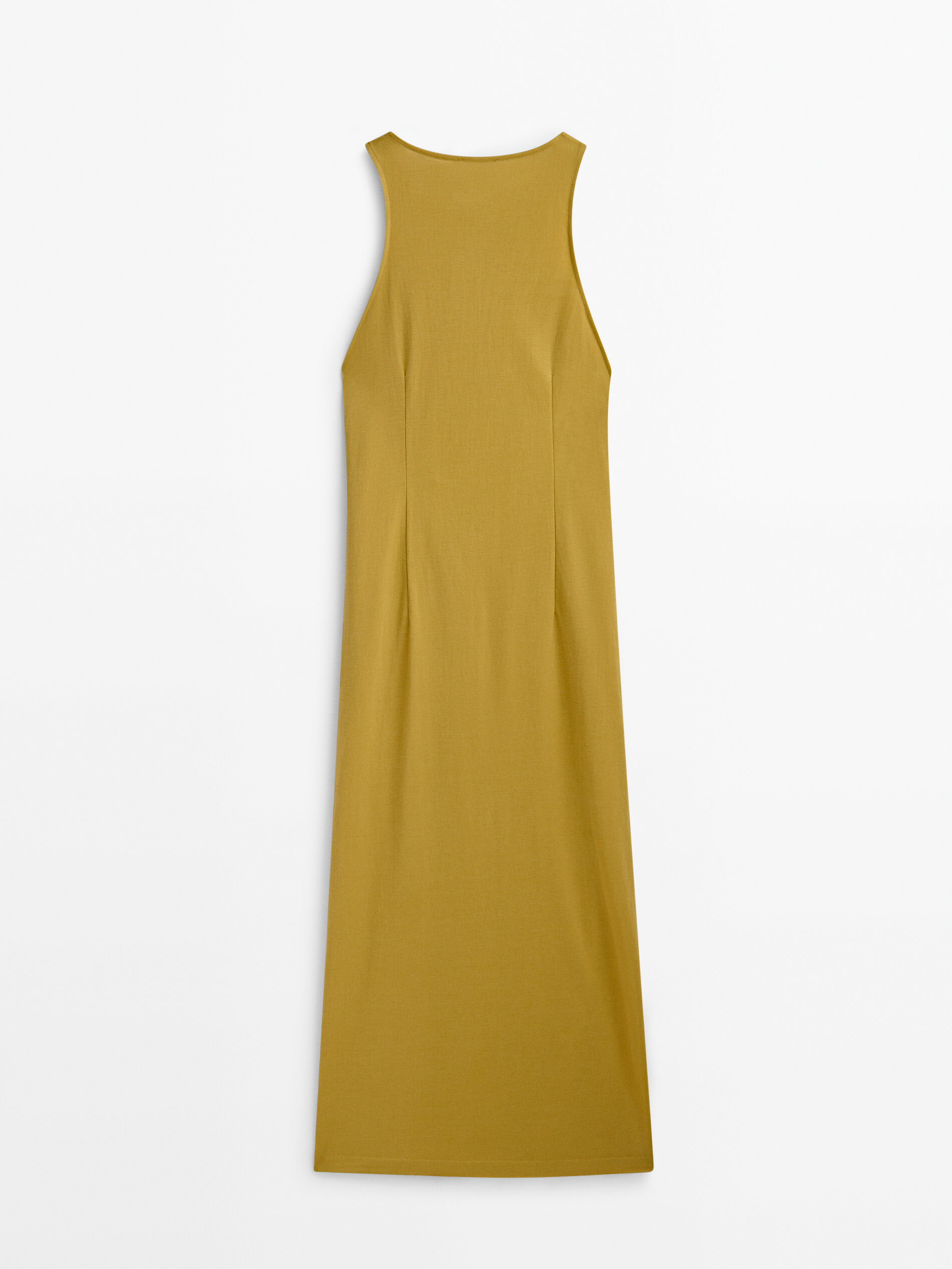 Vestido midi detalle nudo - AMARILLO MOSTAZA