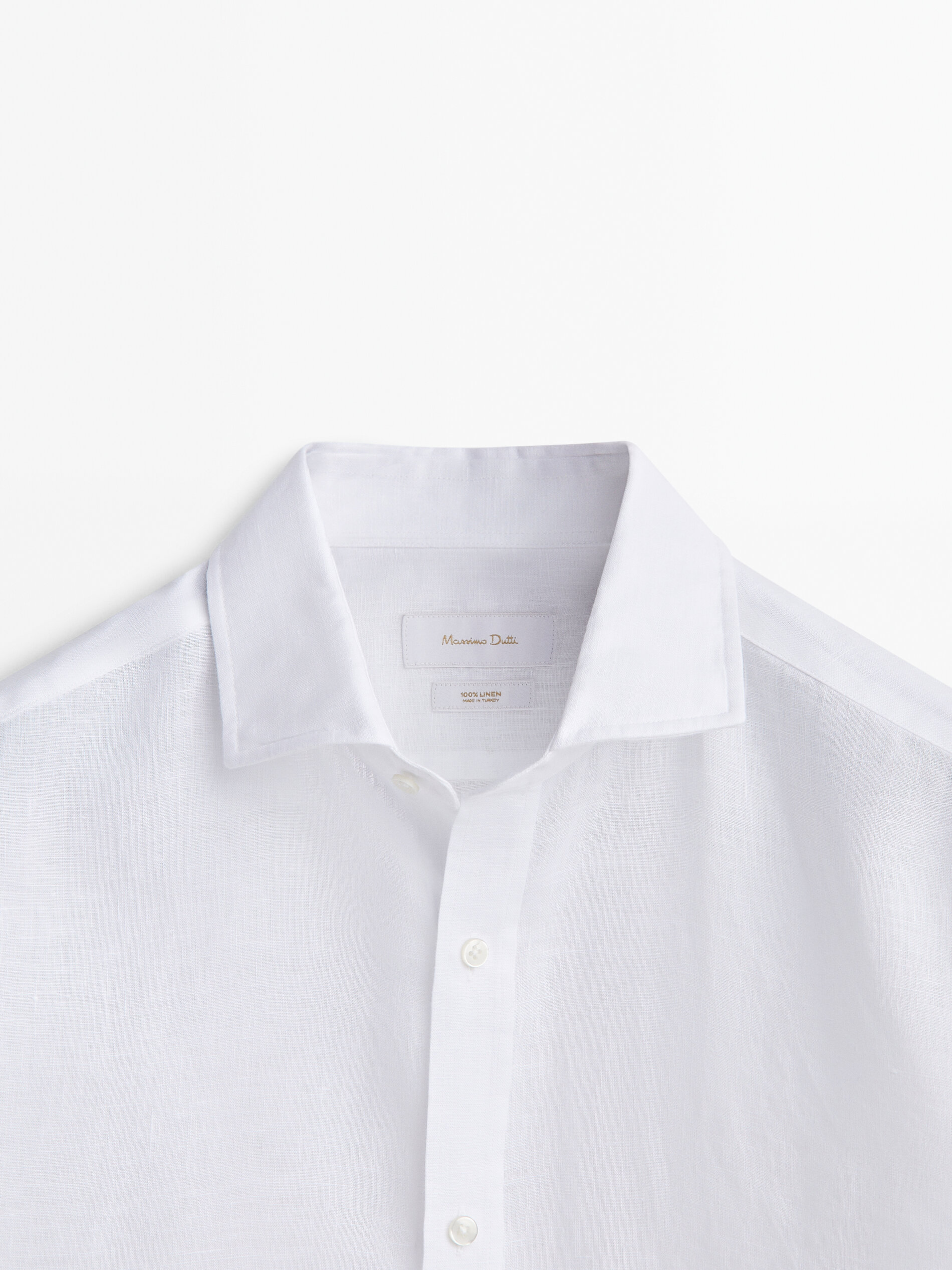 Camisa 100% lino tintado slim fit - BLANCO