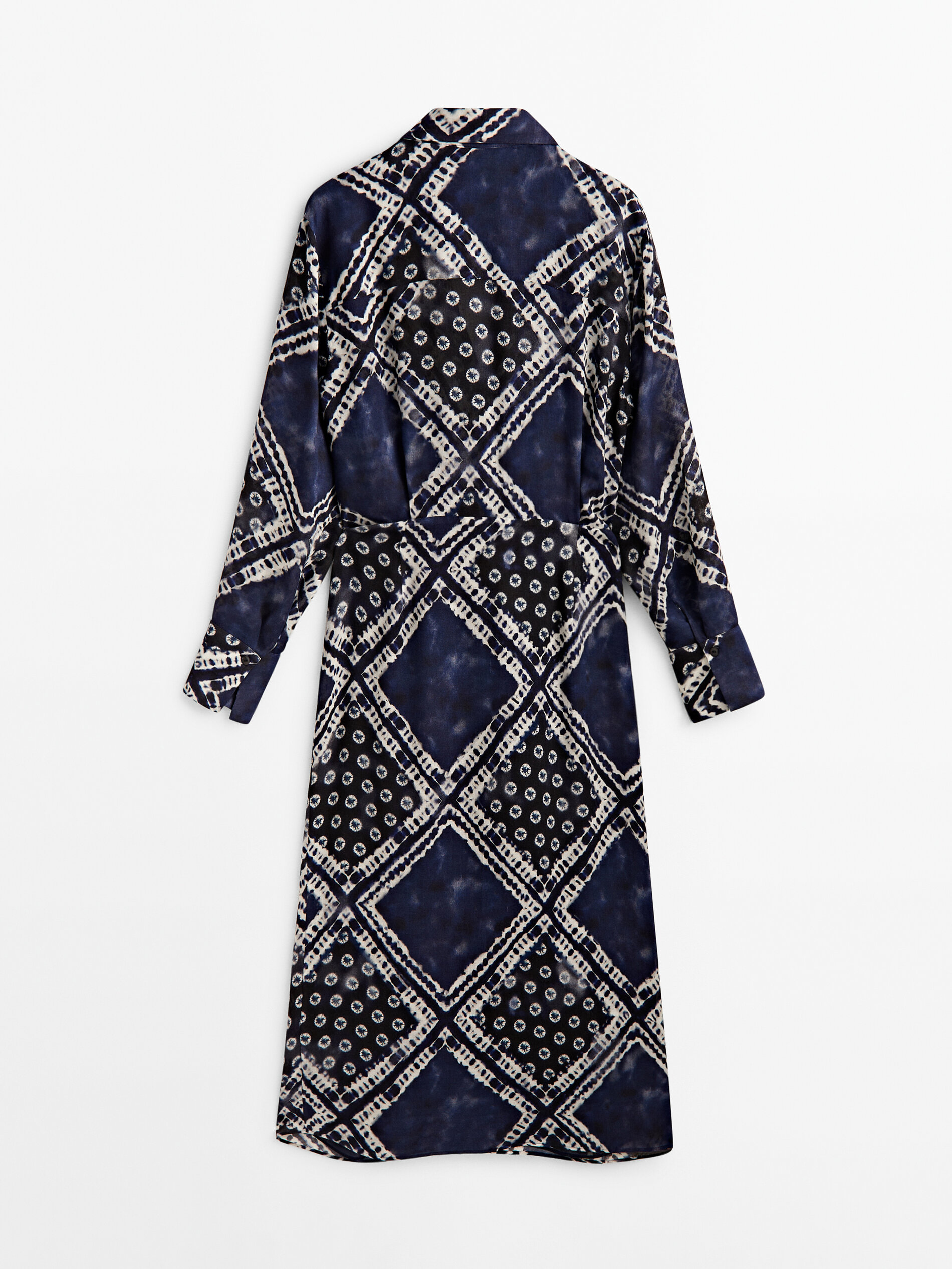 Vestido estampado detalle nudo - AZUL OSCURO