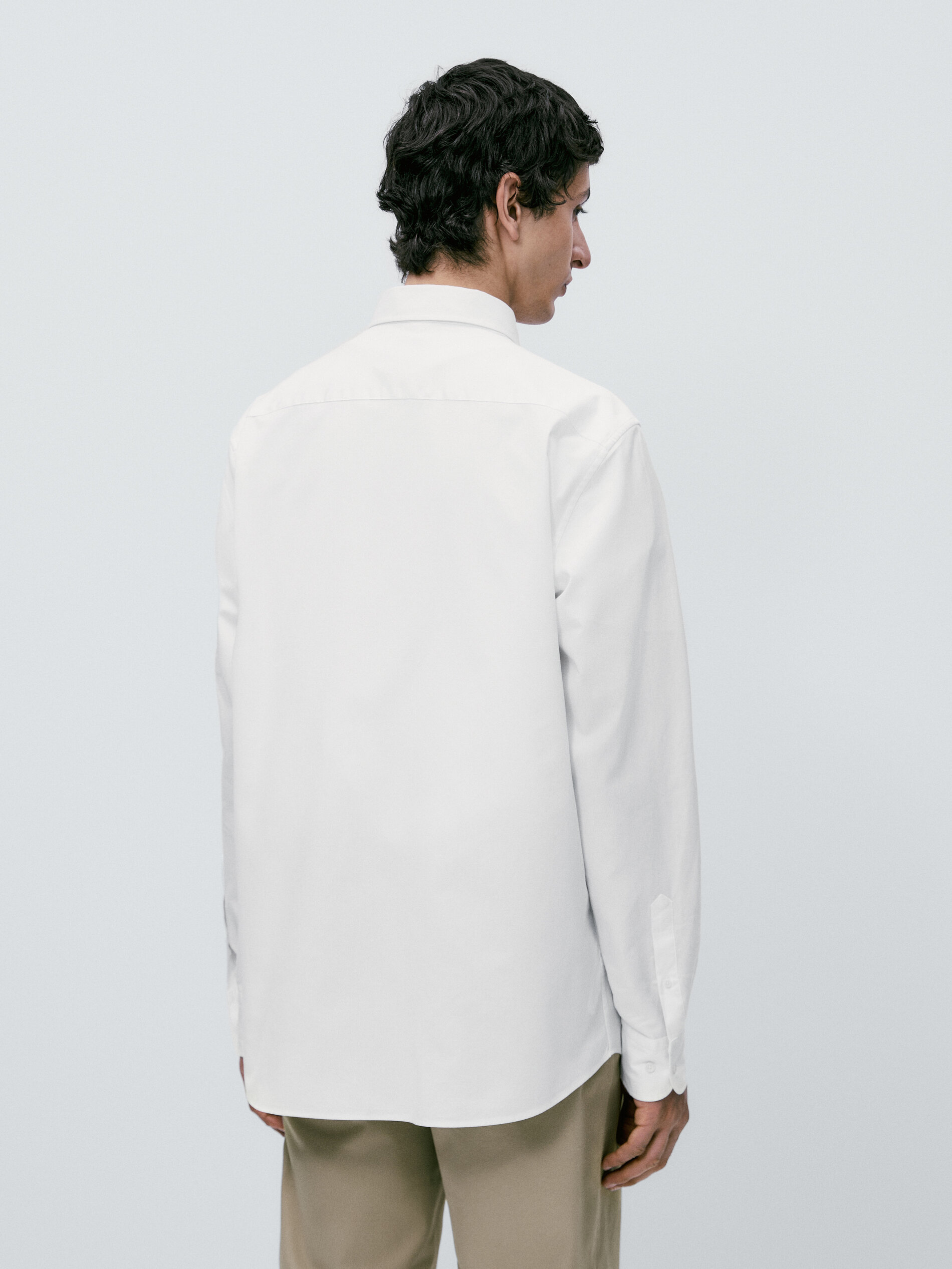 Camisa micro estructura algodón regular fit - BLANCO