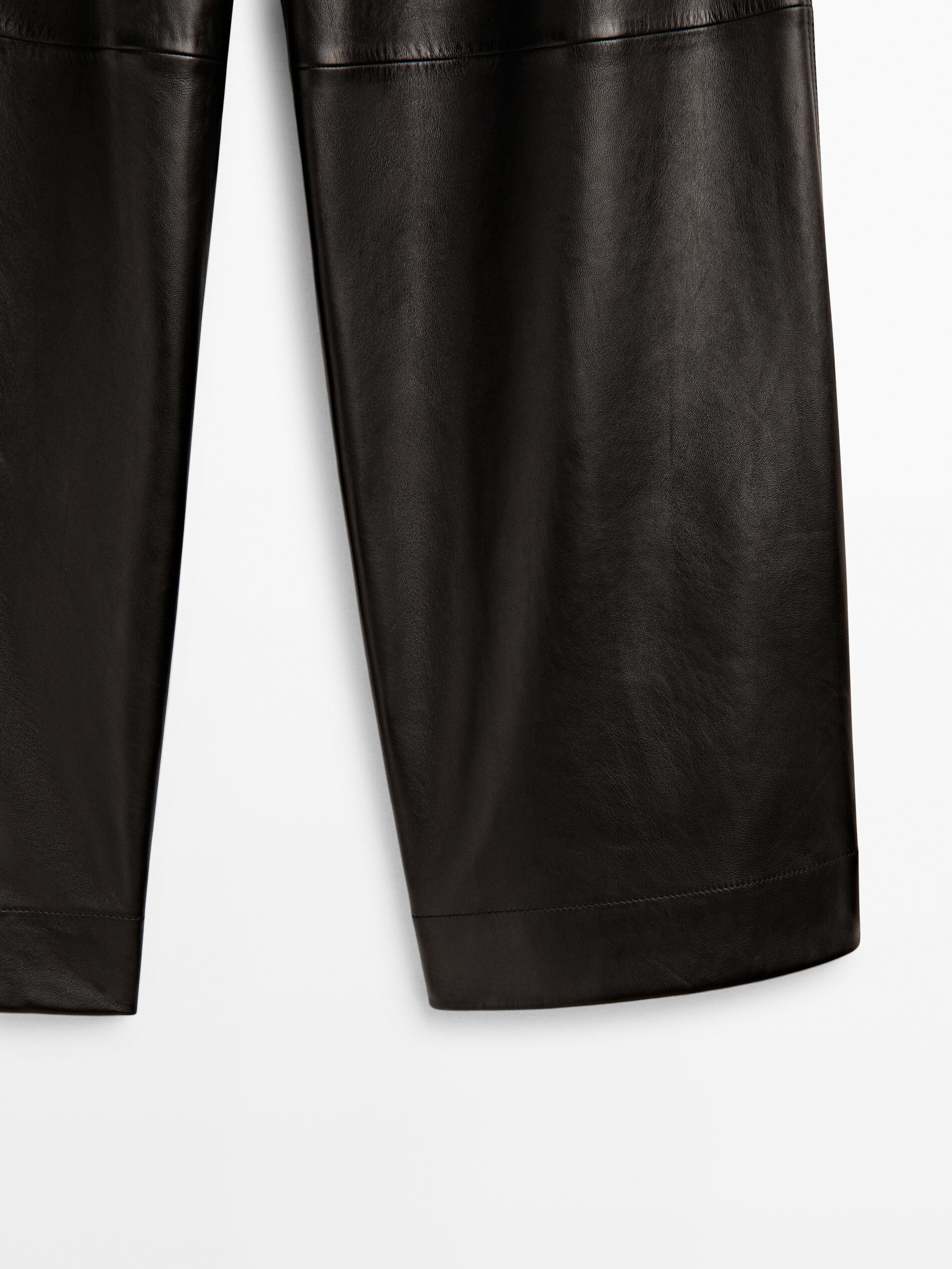 Pantalón ancho piel napa cinturón - NEGRO