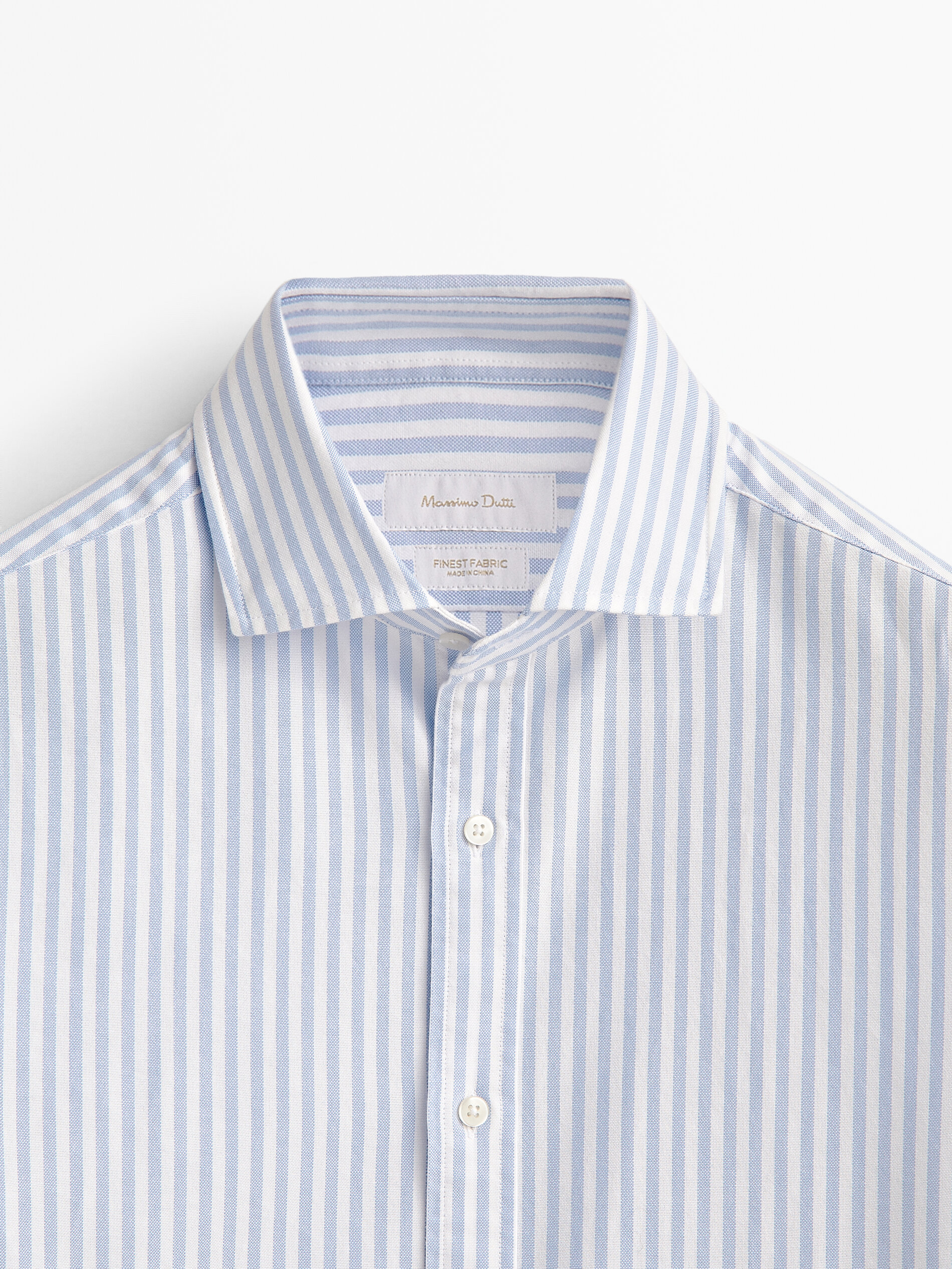 Camisa oxford rayas algodón slim fit - CELESTE
