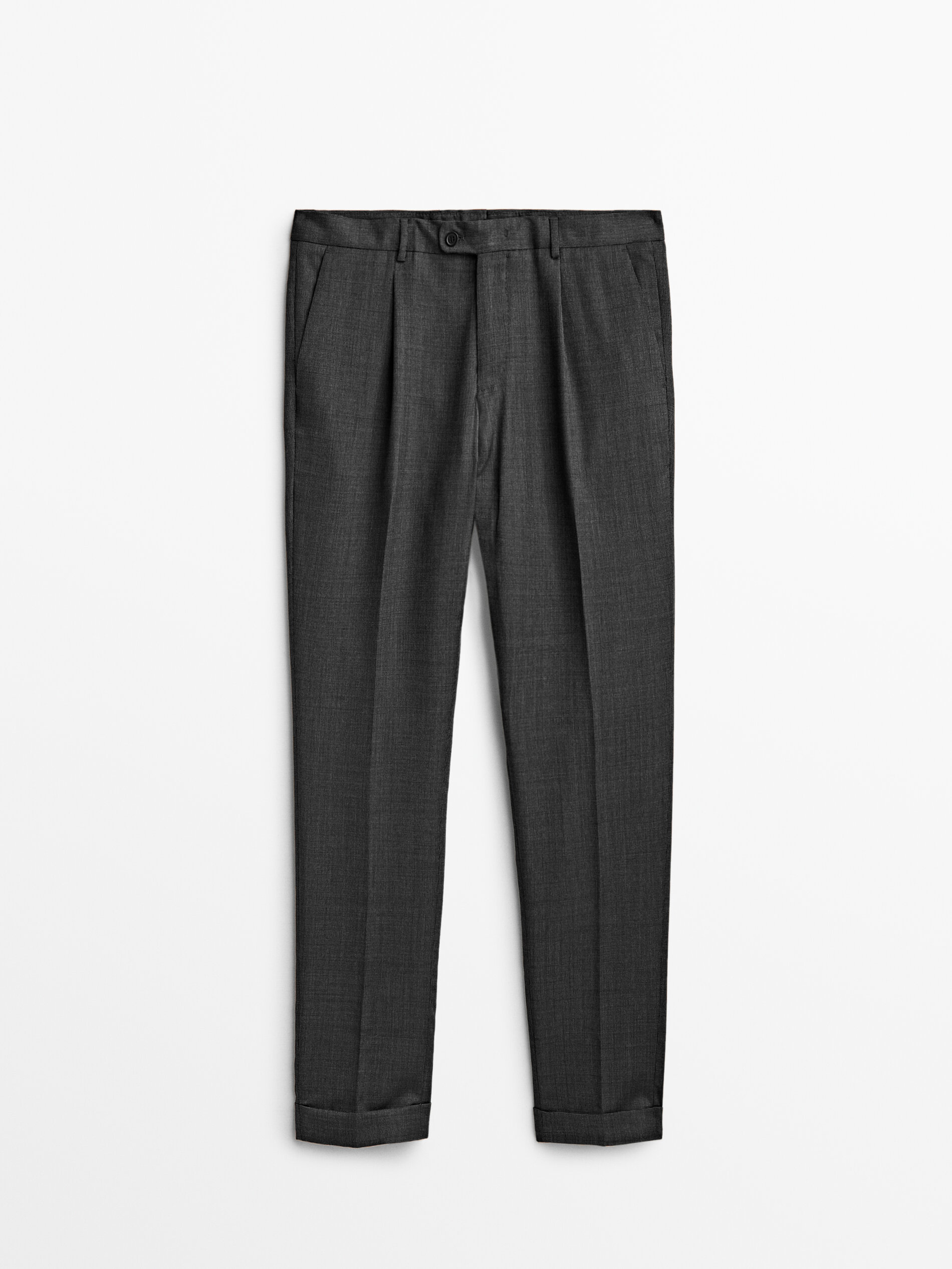 Pantalón traje fil a fil gris lana - GRIS