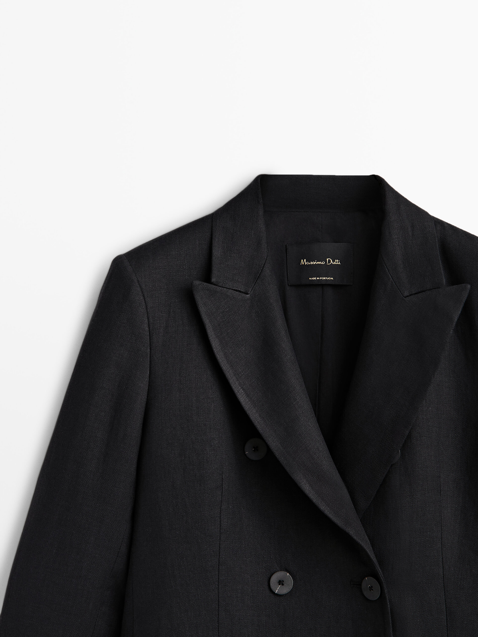 Americana traje cruzada 100% lino - NEGRO