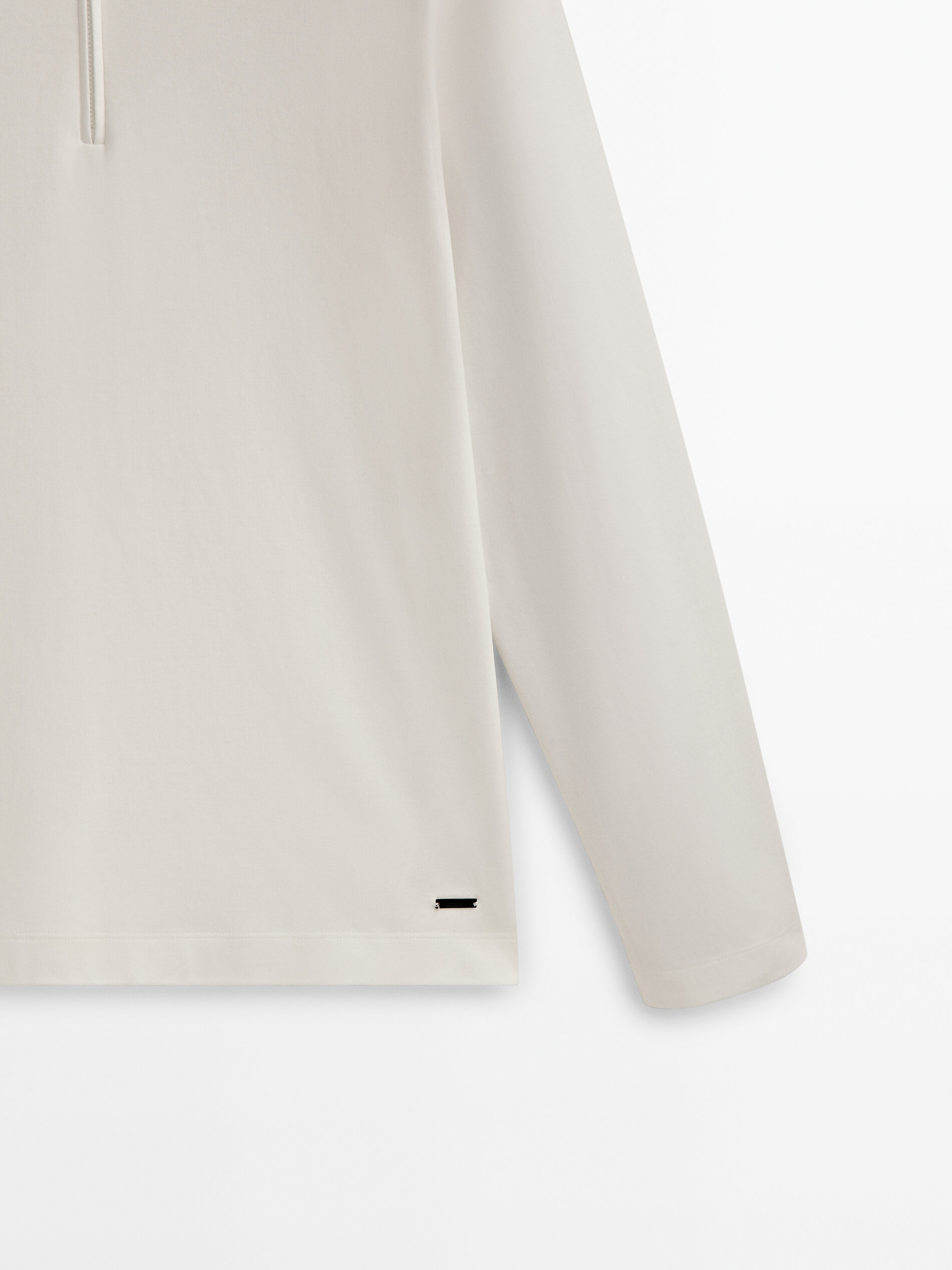 Polo manga larga cuello cremallera - CRUDO