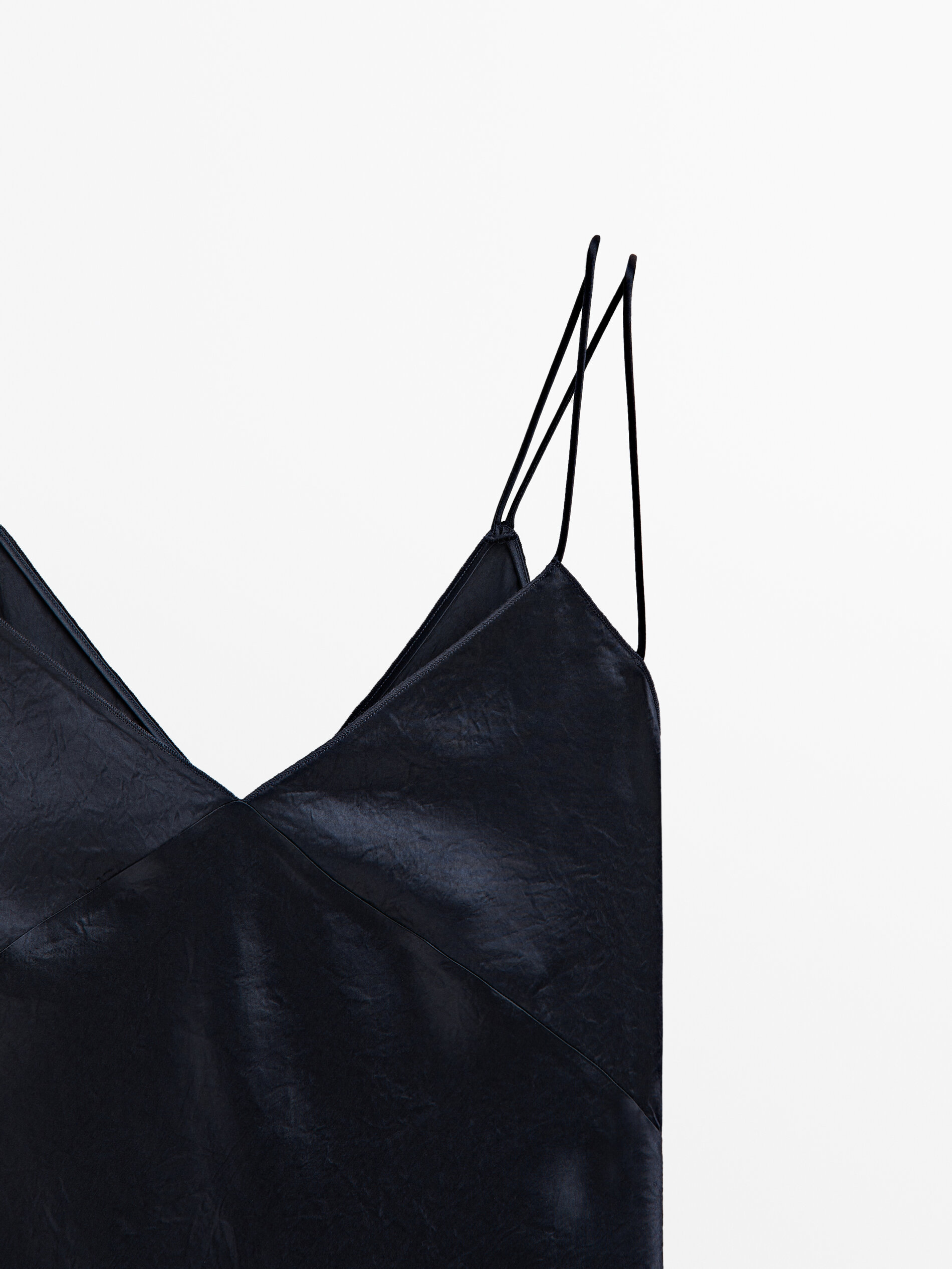 Vestido lencero satinado - Azul Oscuro