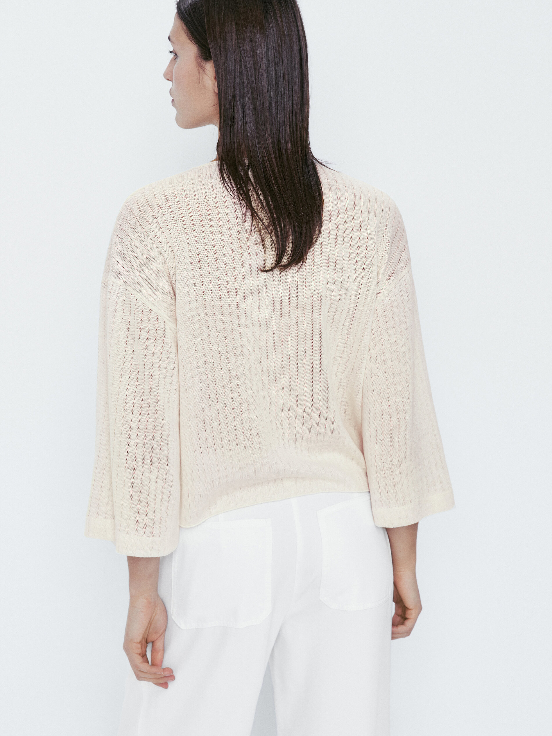 Chaqueta estructura con algodón y lino - CRUDO