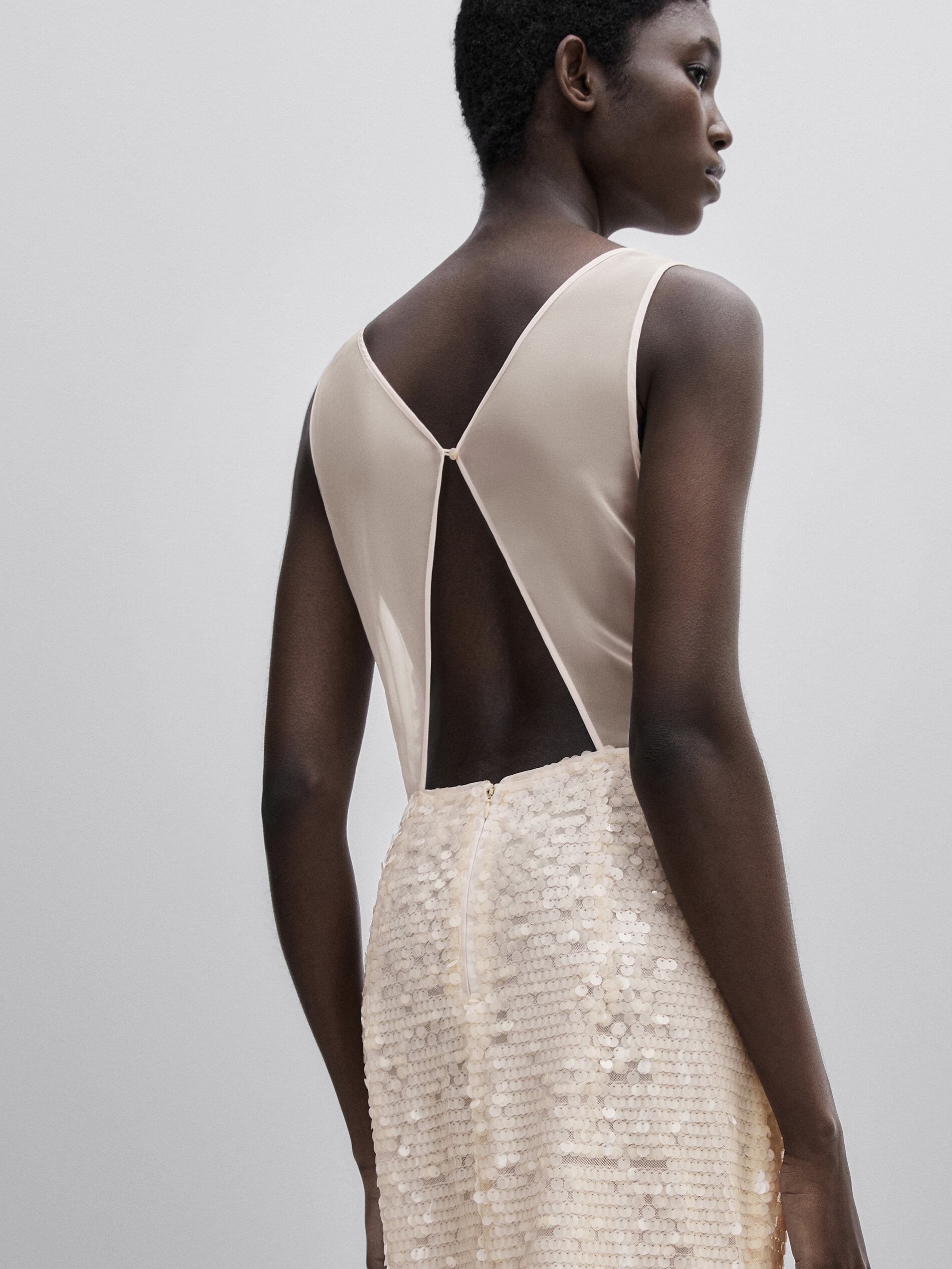 Vestido largo lentejuelas -Studio - CRUDO