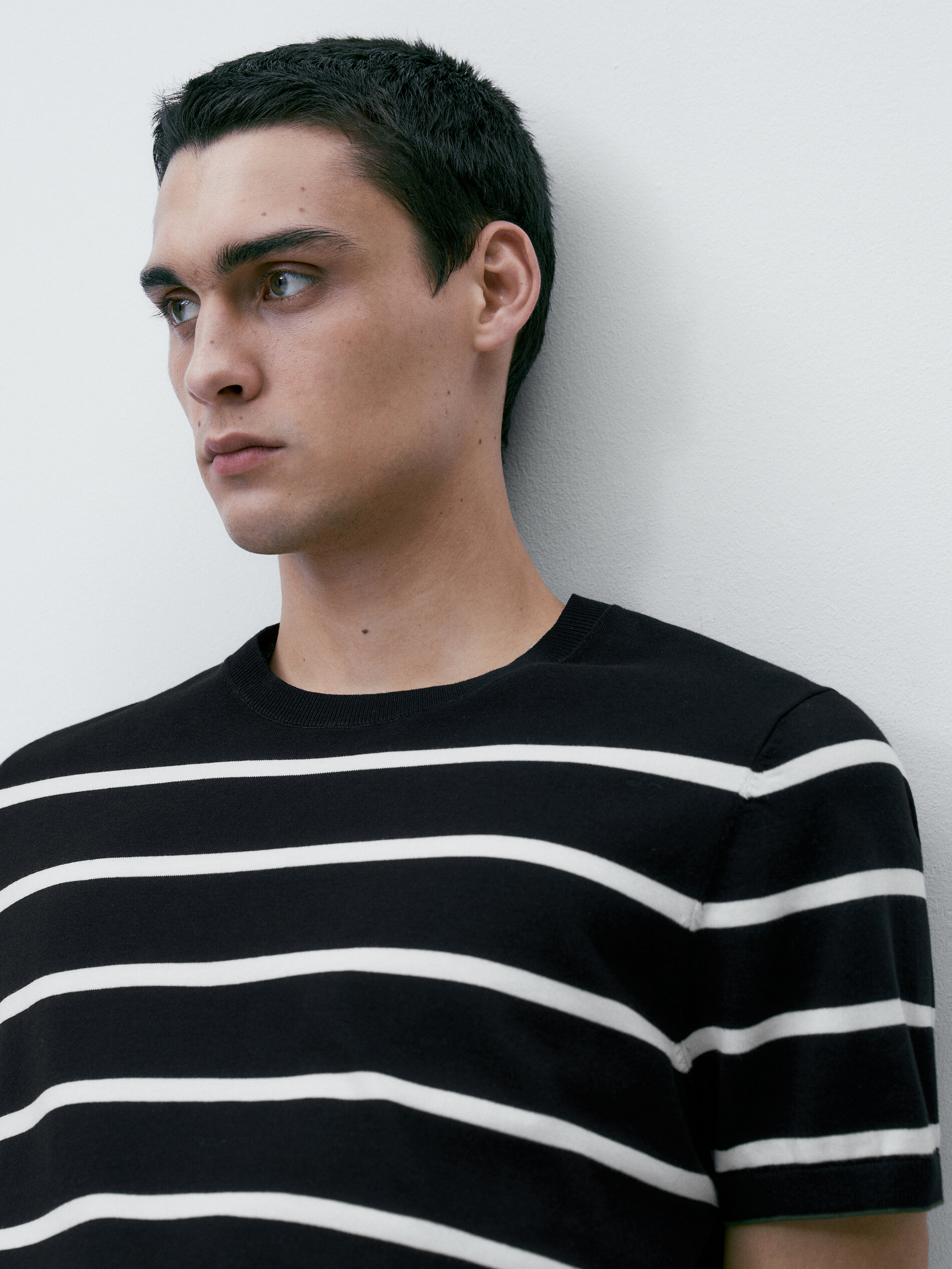 Jersey de punto rayas cuello redondo - AZUL MARINO