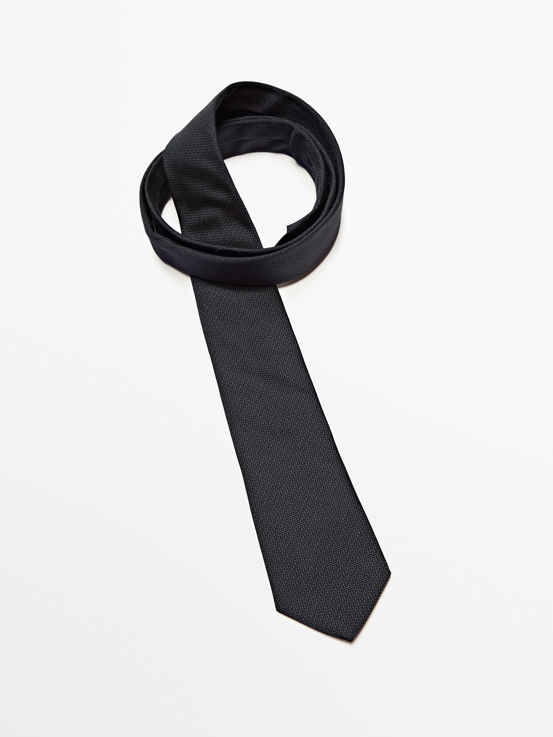 Corbata estructura con seda y algodón - AZUL MARINO