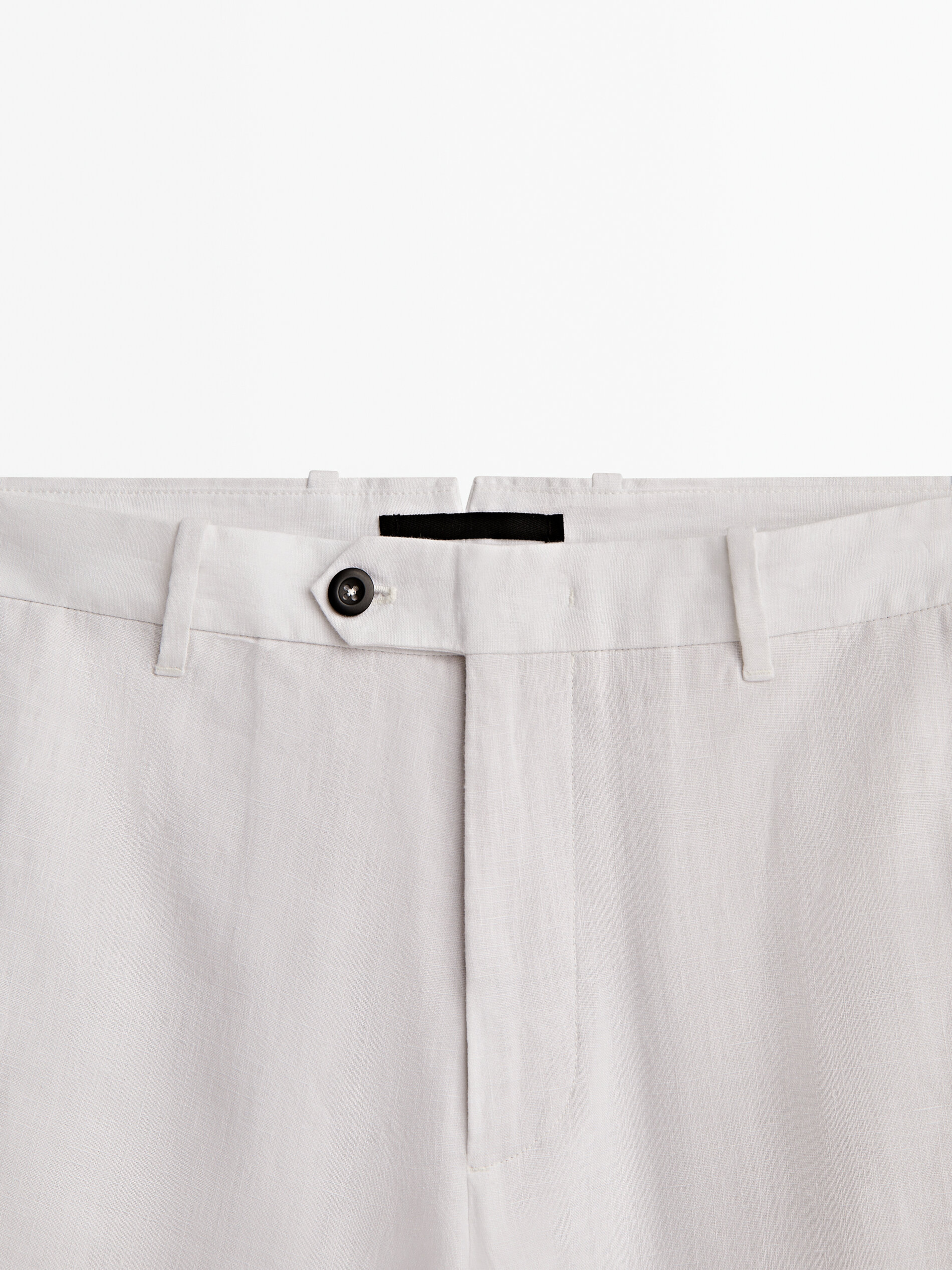Pantalón 100% lino straight fit -Studio - BLANCO