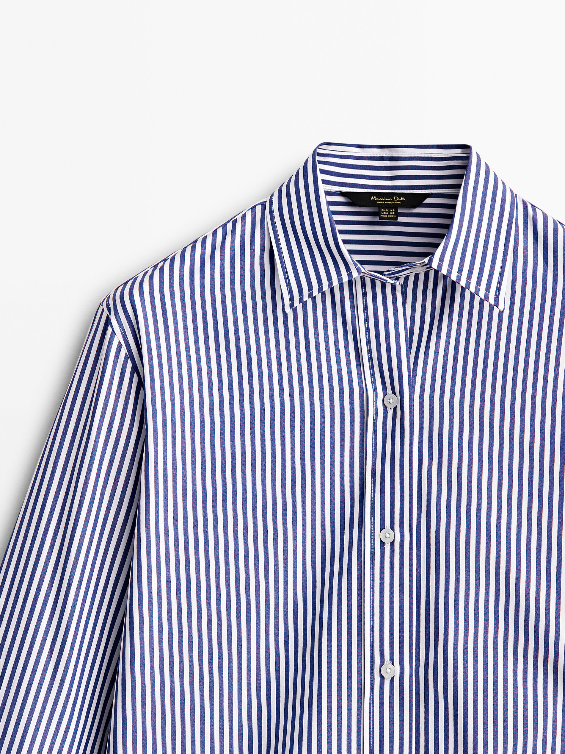 Camisa popelín algodón rayas - AZUL MARINO