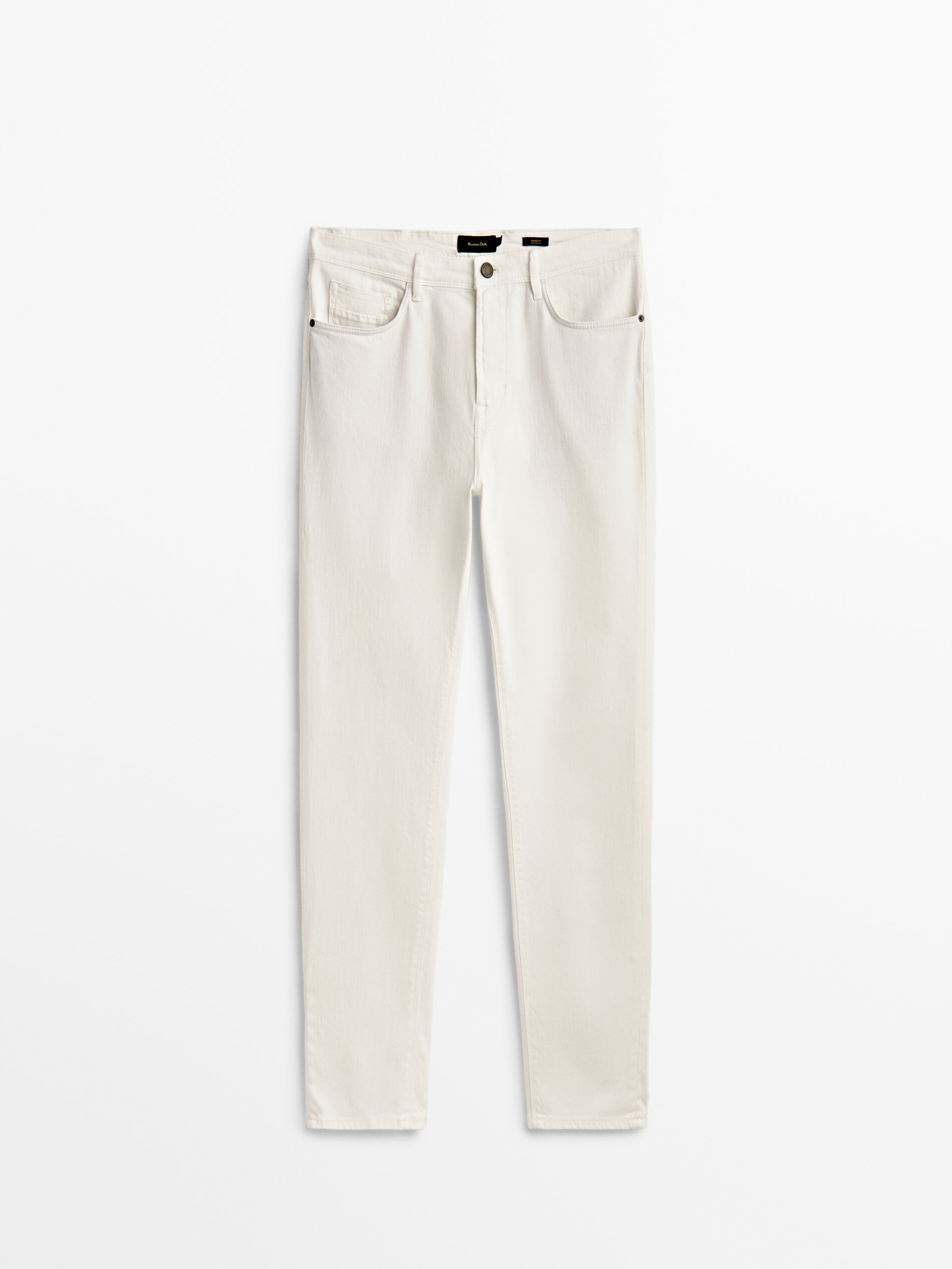 Pantalón tejanero mezcla algodón tapered fit - BLANCO