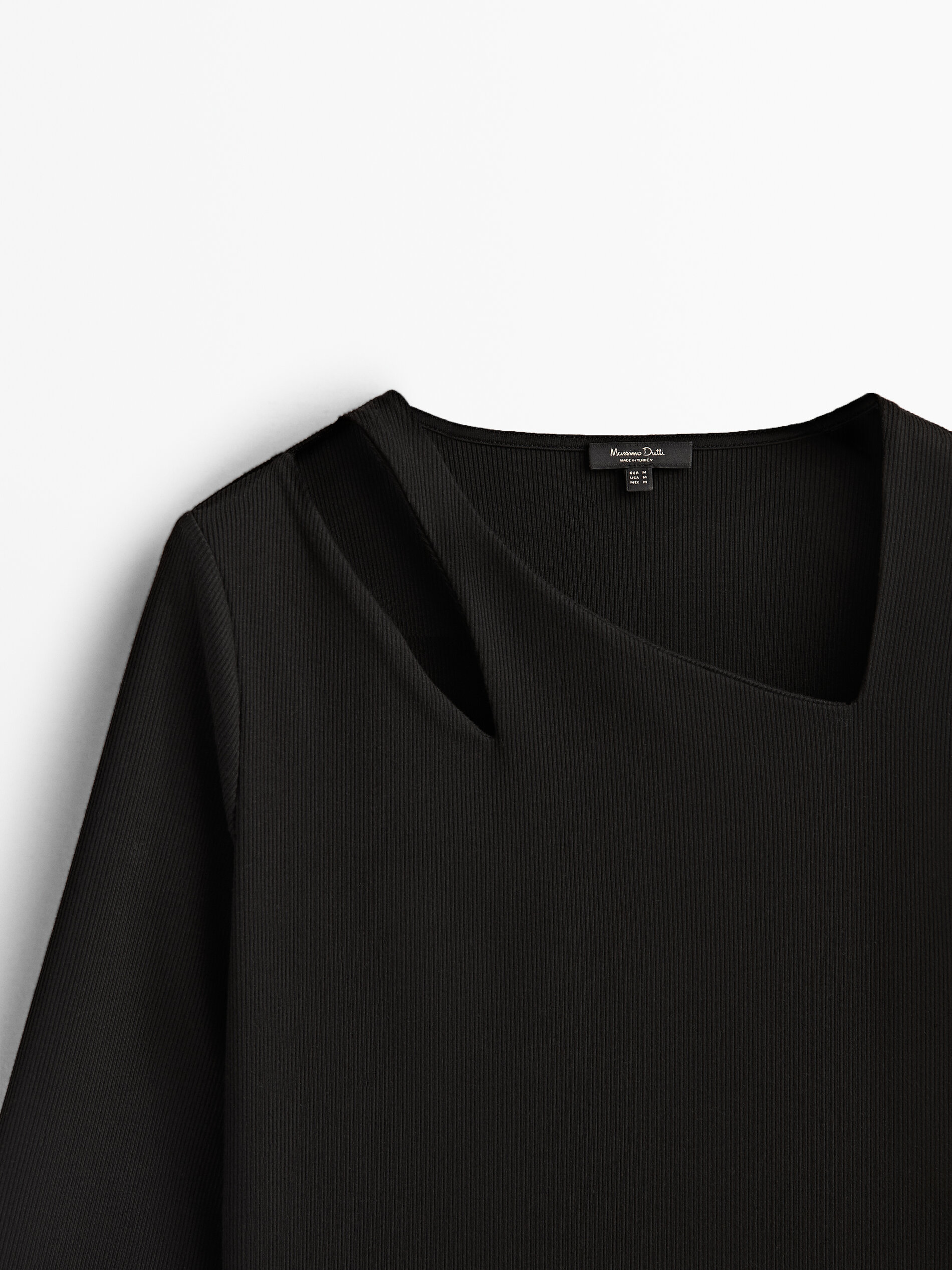 Camiseta cut out canalé - NEGRO